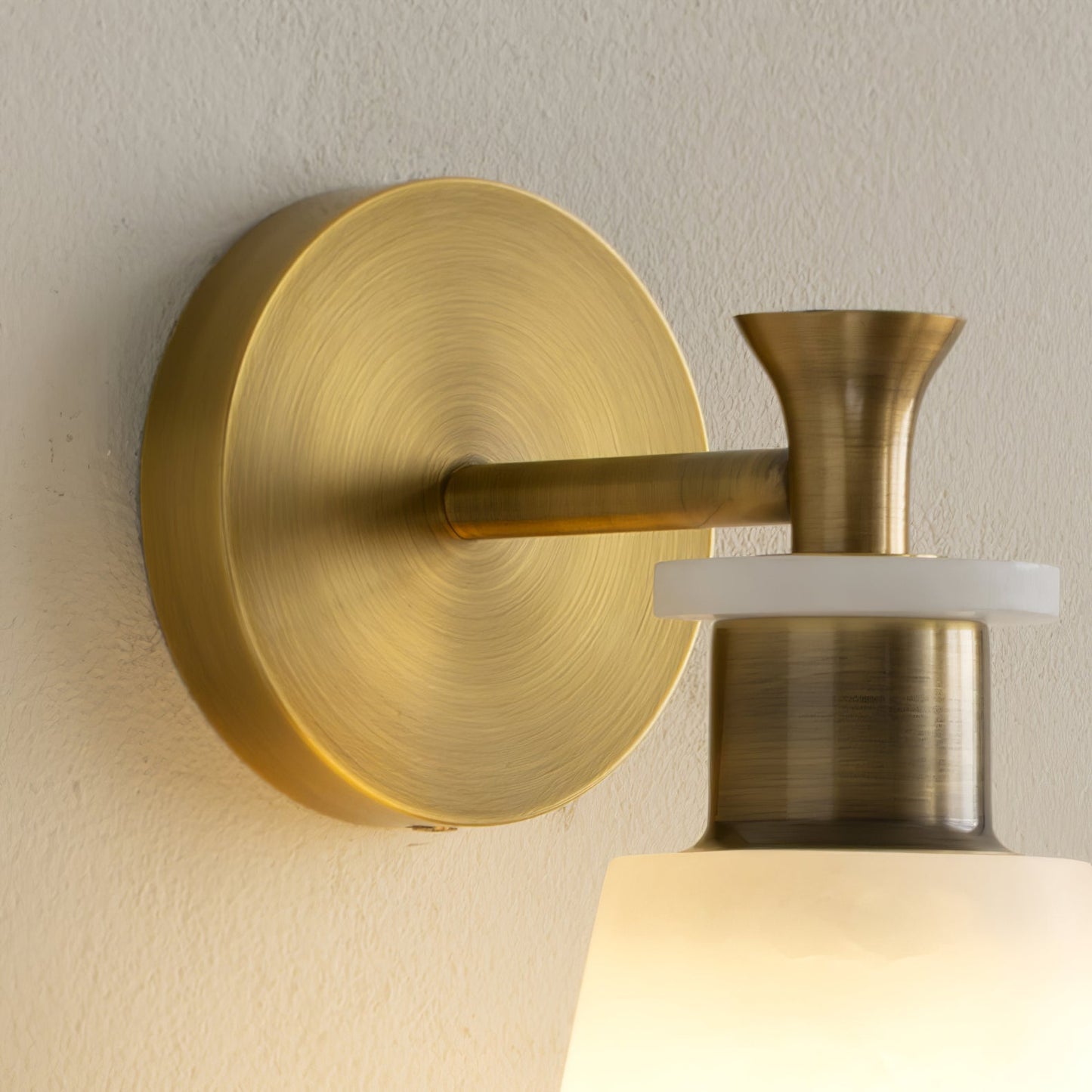 Alabaster Wall Sconce | Snow Alabaster & Brass | 12cm Diameter