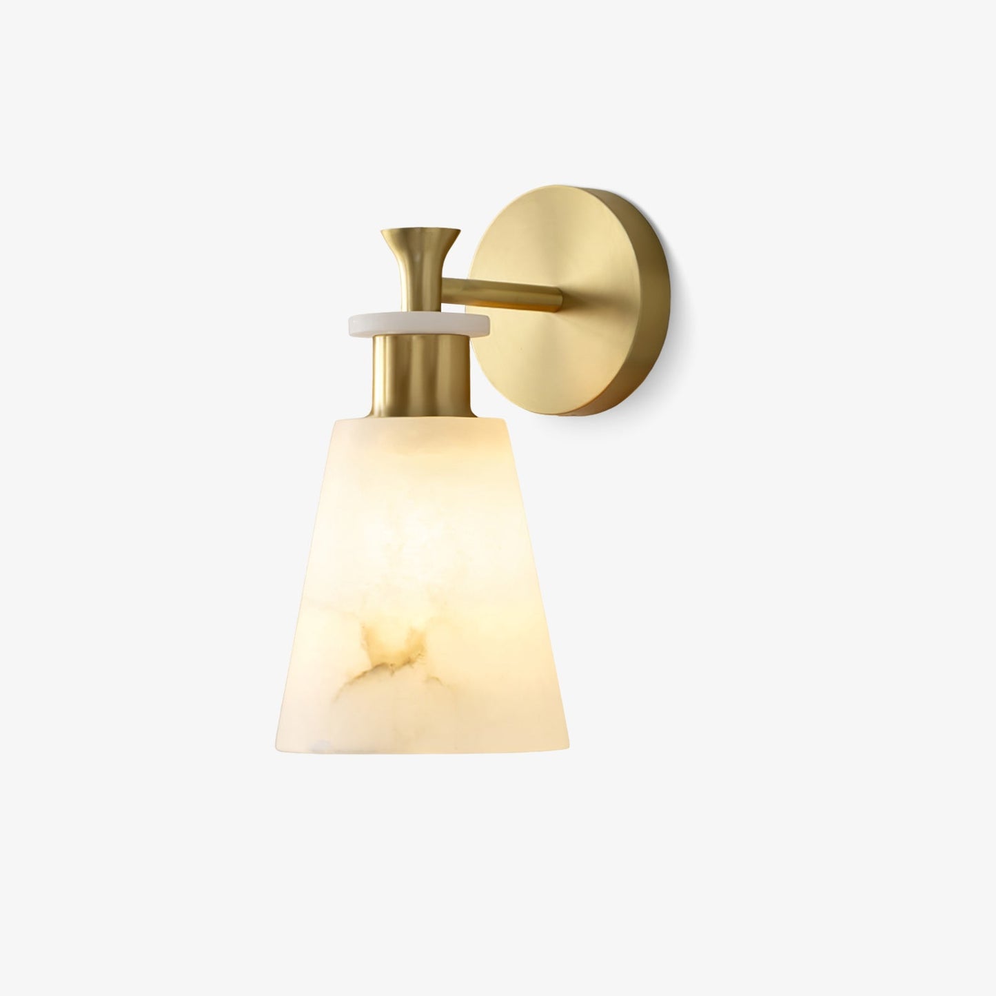 Alabaster Wall Sconce | Snow Alabaster & Brass | 12cm Diameter