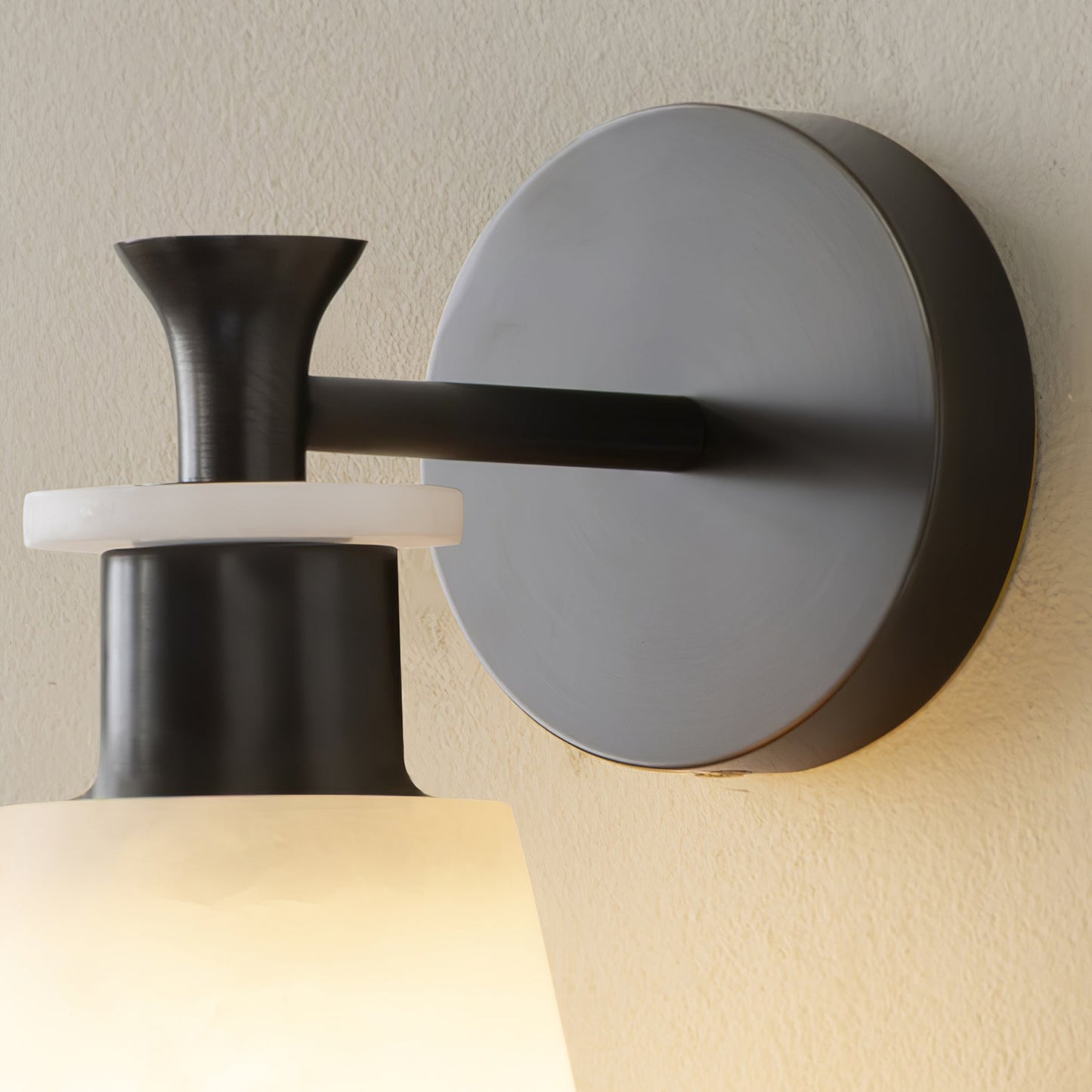 Alabaster Wall Sconce | Snow Alabaster & Brass | 12cm Diameter