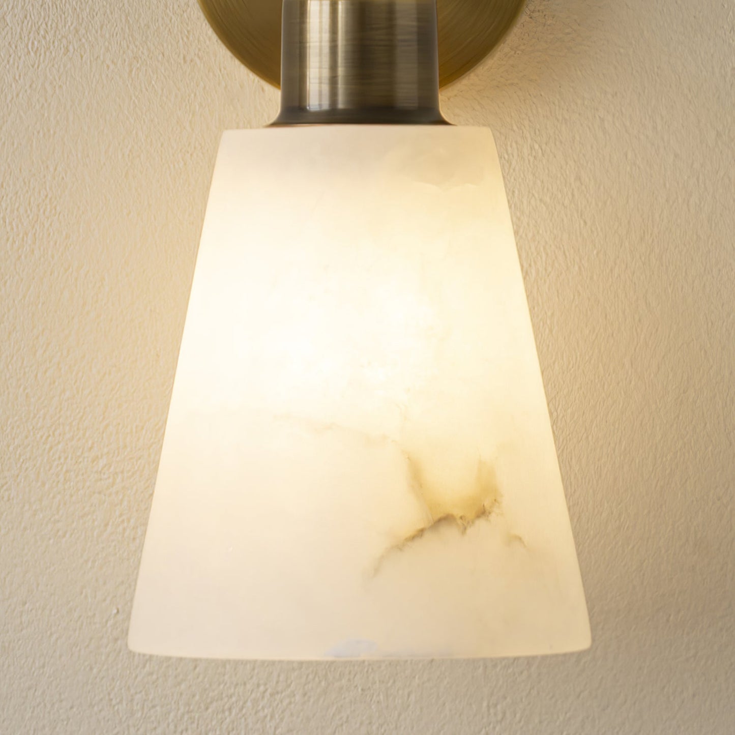 Alabaster Wall Sconce | Snow Alabaster & Brass | 12cm Diameter