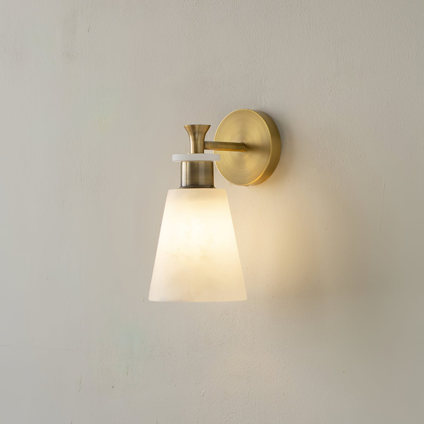 Alabaster Wall Sconce | Snow Alabaster & Brass | 12cm Diameter