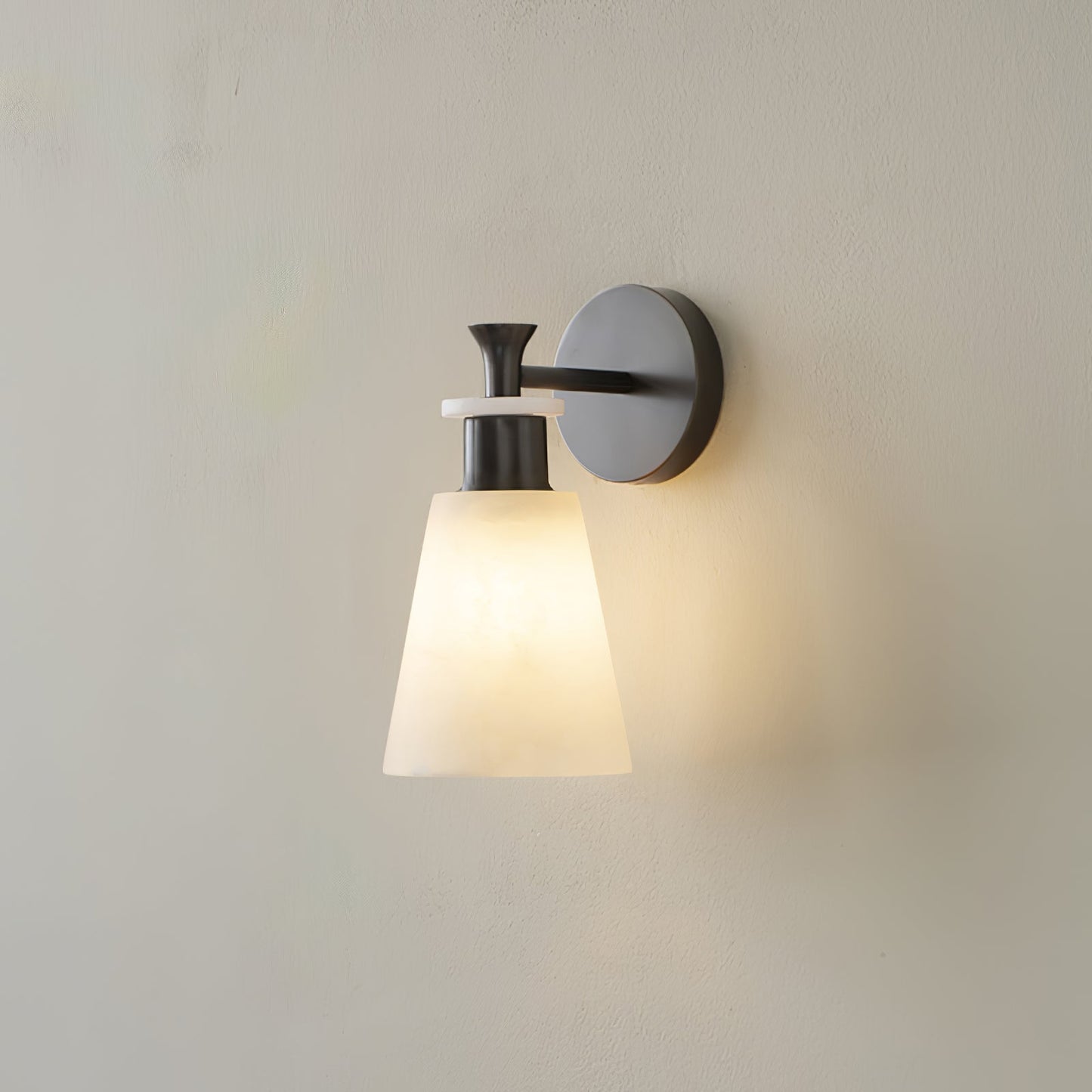 Alabaster Wall Sconce | Snow Alabaster & Brass | 12cm Diameter