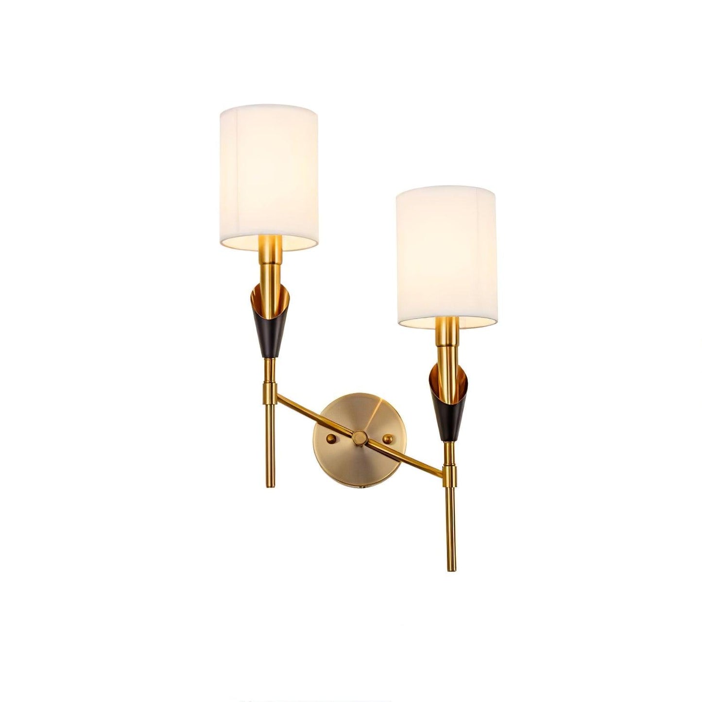 Tate Wall Lamp Set | Metal & Fabric | Gold & White