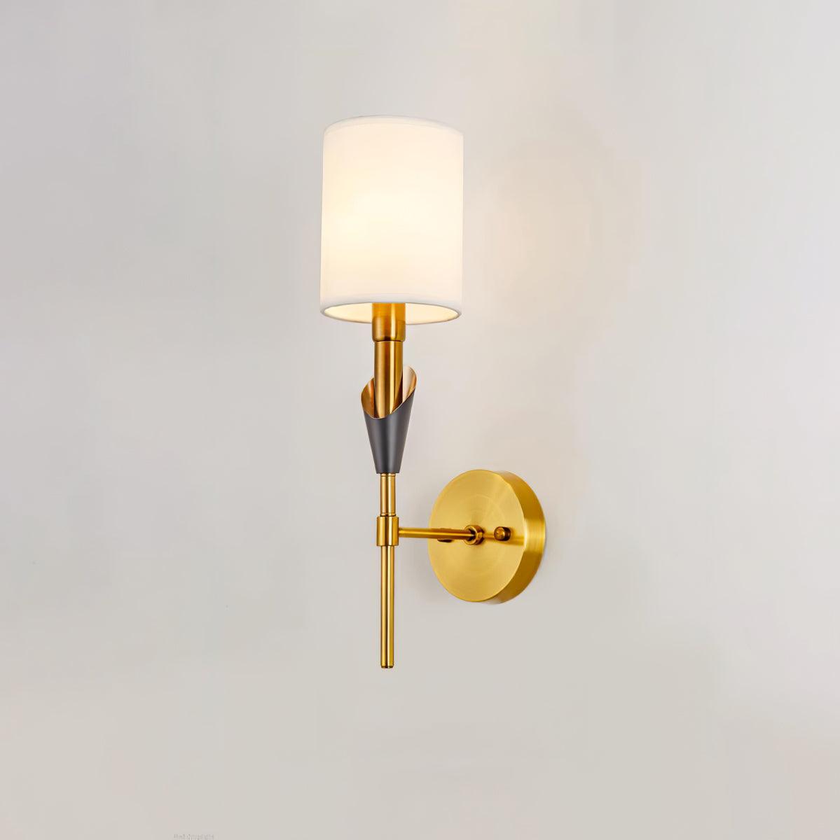 Tate Wall Lamp Set | Metal & Fabric | Gold & White