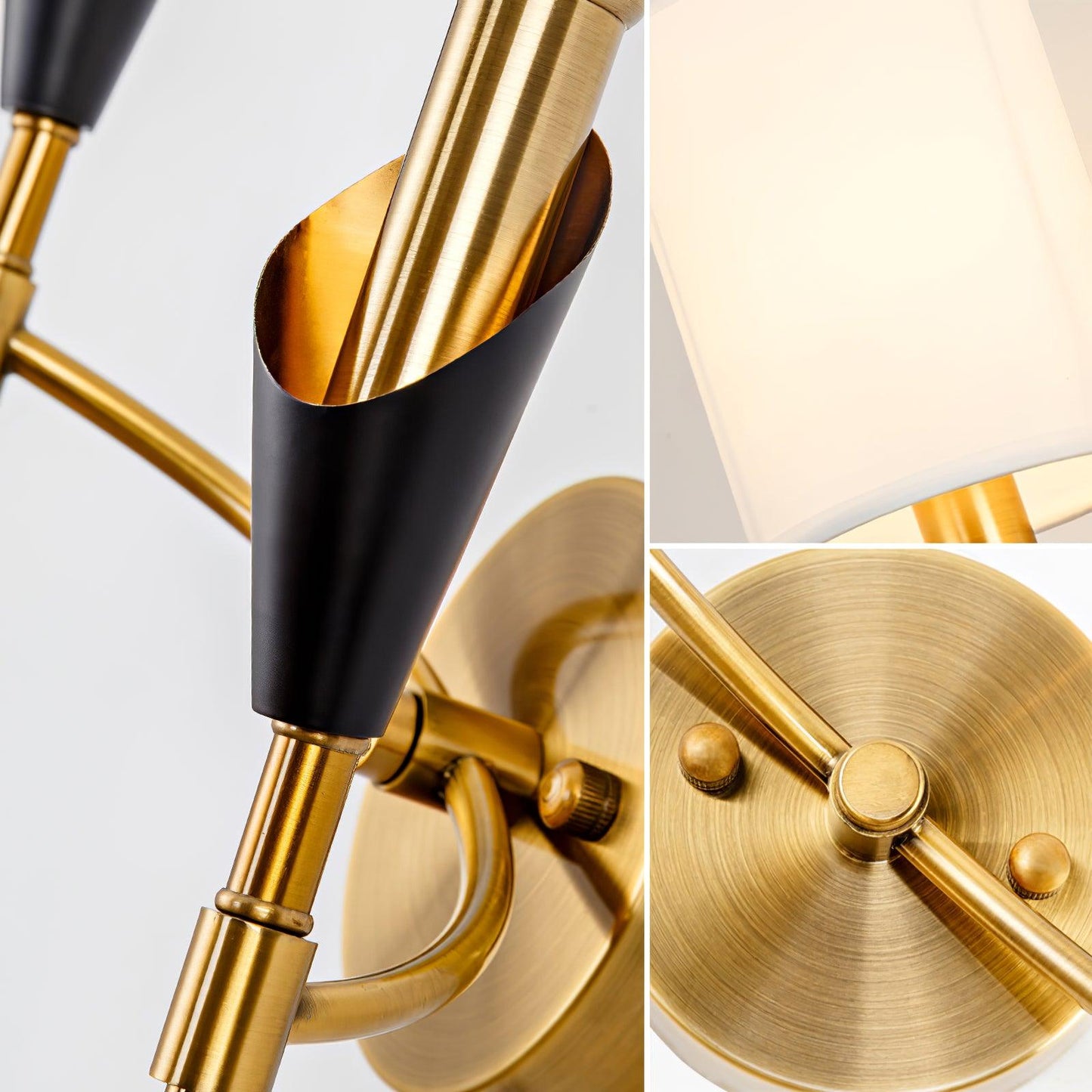 Tate Wall Lamp Set | Metal & Fabric | Gold & White