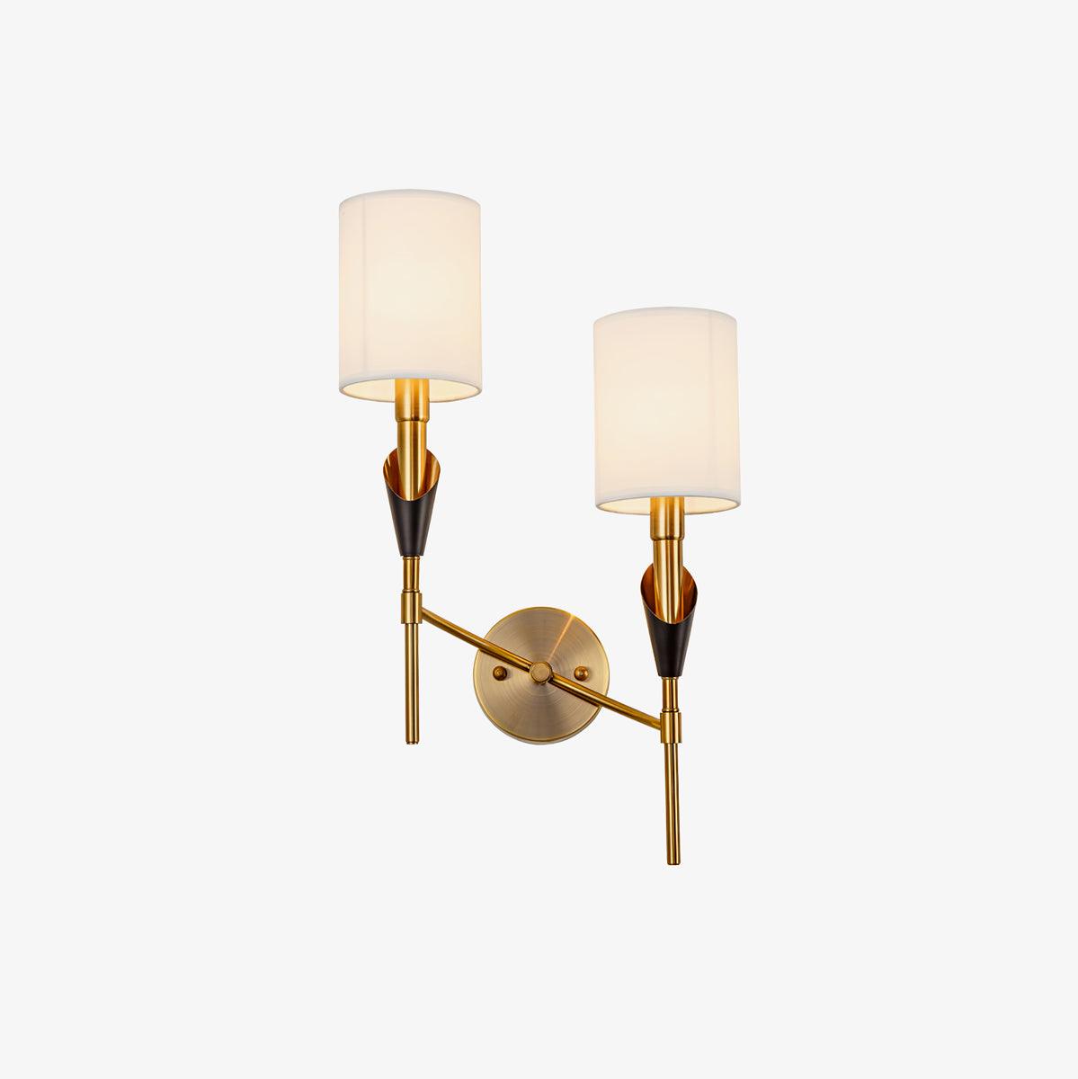 Tate Wall Lamp Set | Metal & Fabric | Gold & White