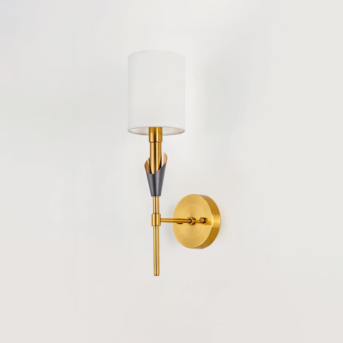 Tate Wall Lamp Set | Metal & Fabric | Gold & White