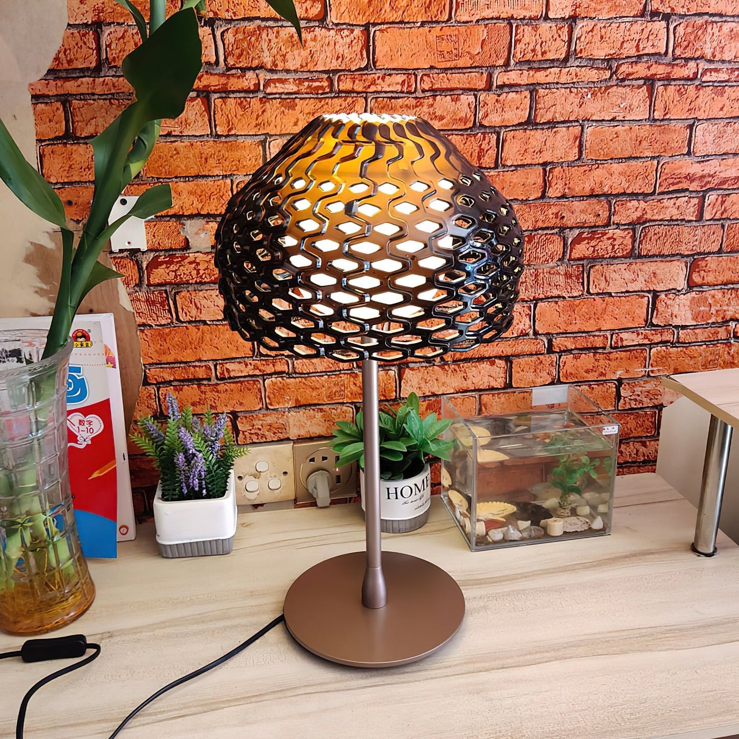 Armadillo Table Lamp | Metal & Plastic | White or Brown