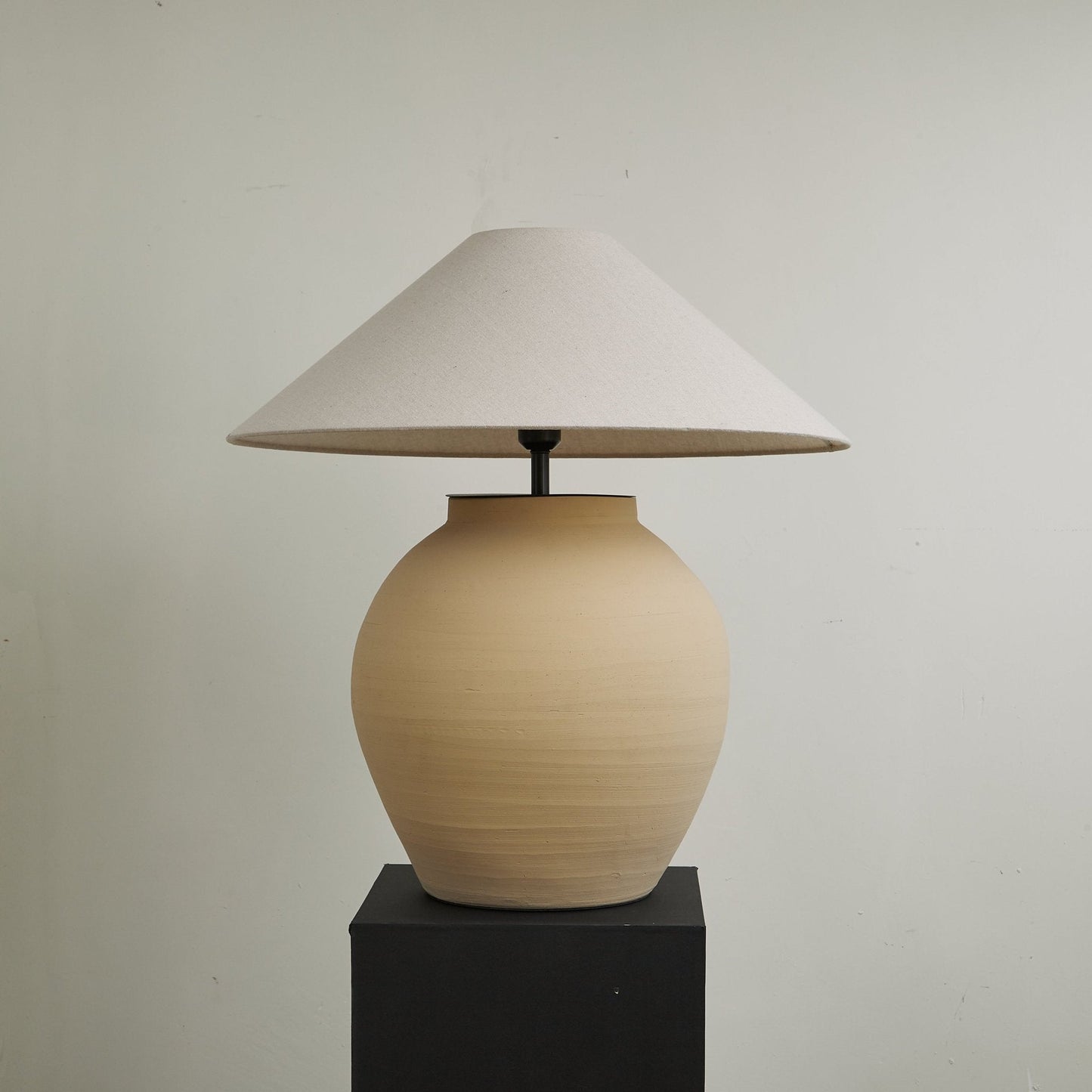 Tera Table Lamp | Handcrafted Terracotta | Beige and White