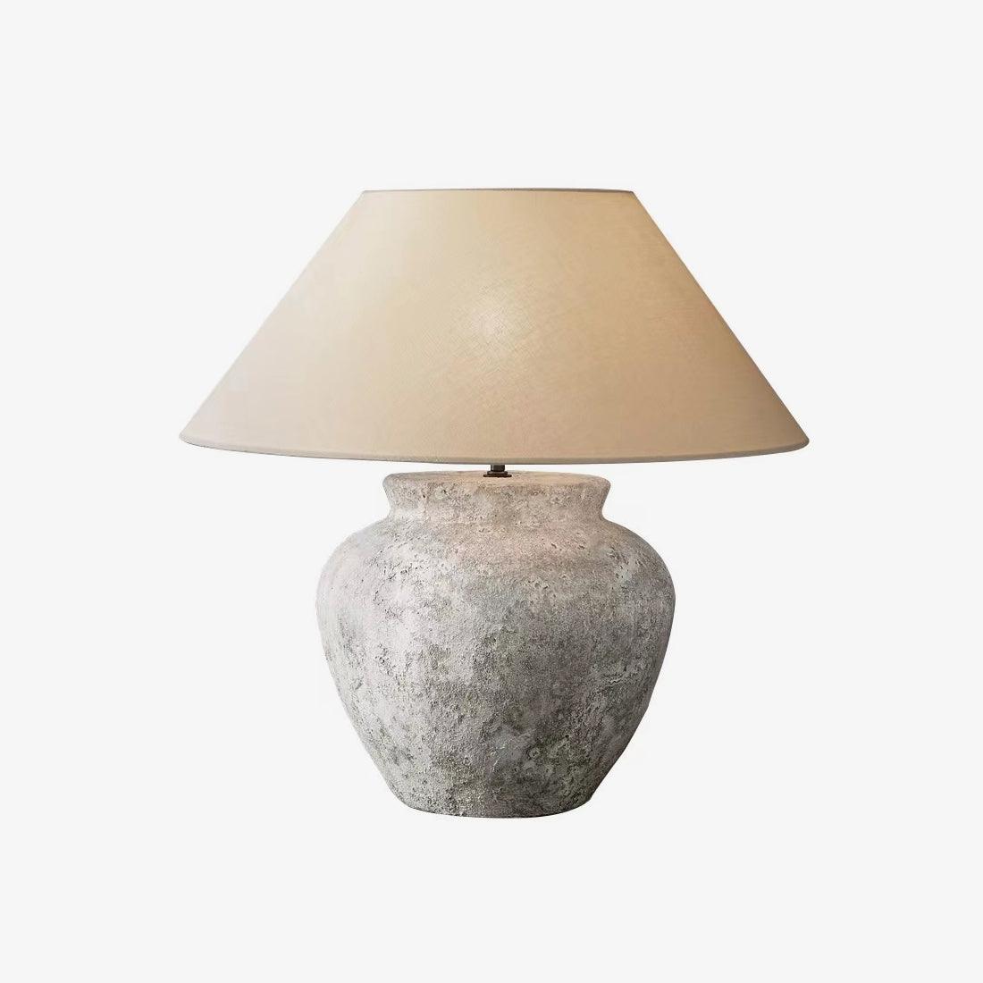 Terra Cotta Table Lamp | Handcrafted Rustic Design | Weathered White