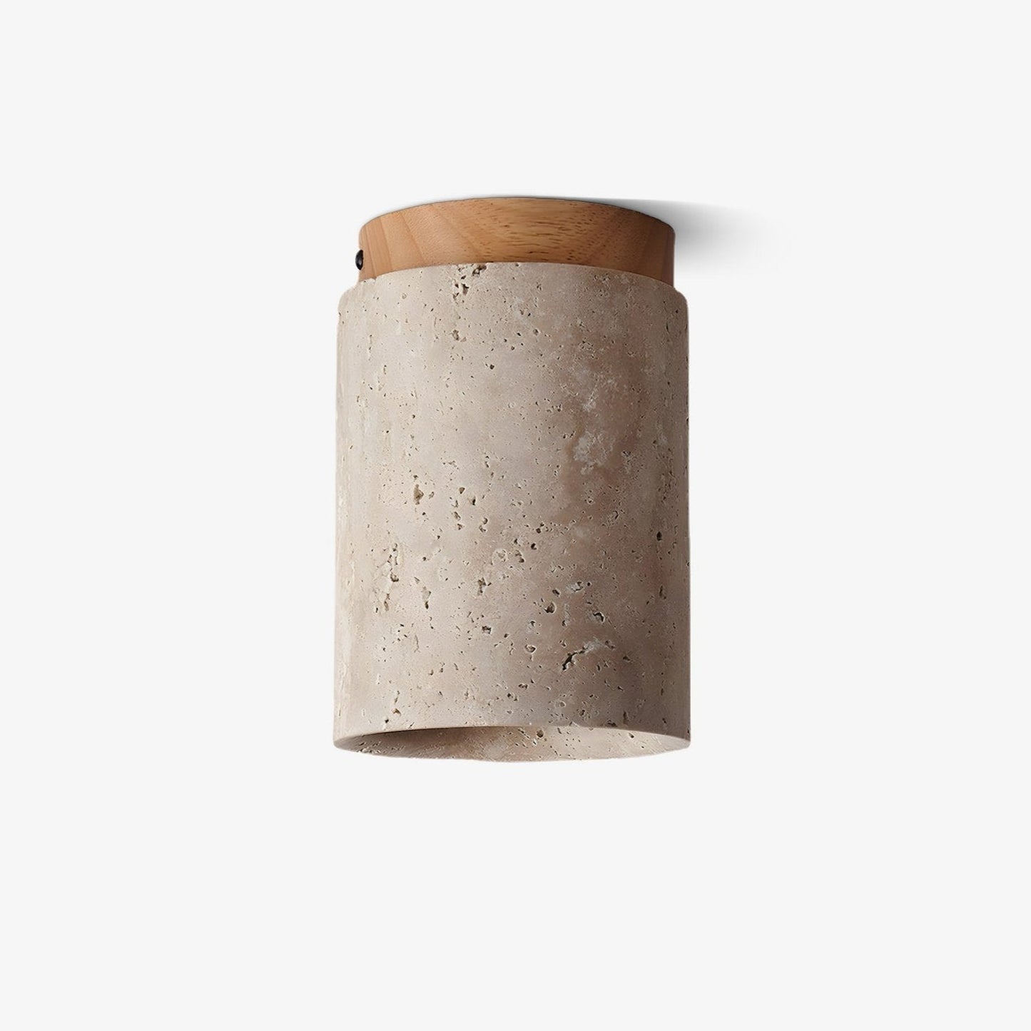 Terra Ceiling Light | Yellow Travertine Shade | Walnut Wood Base