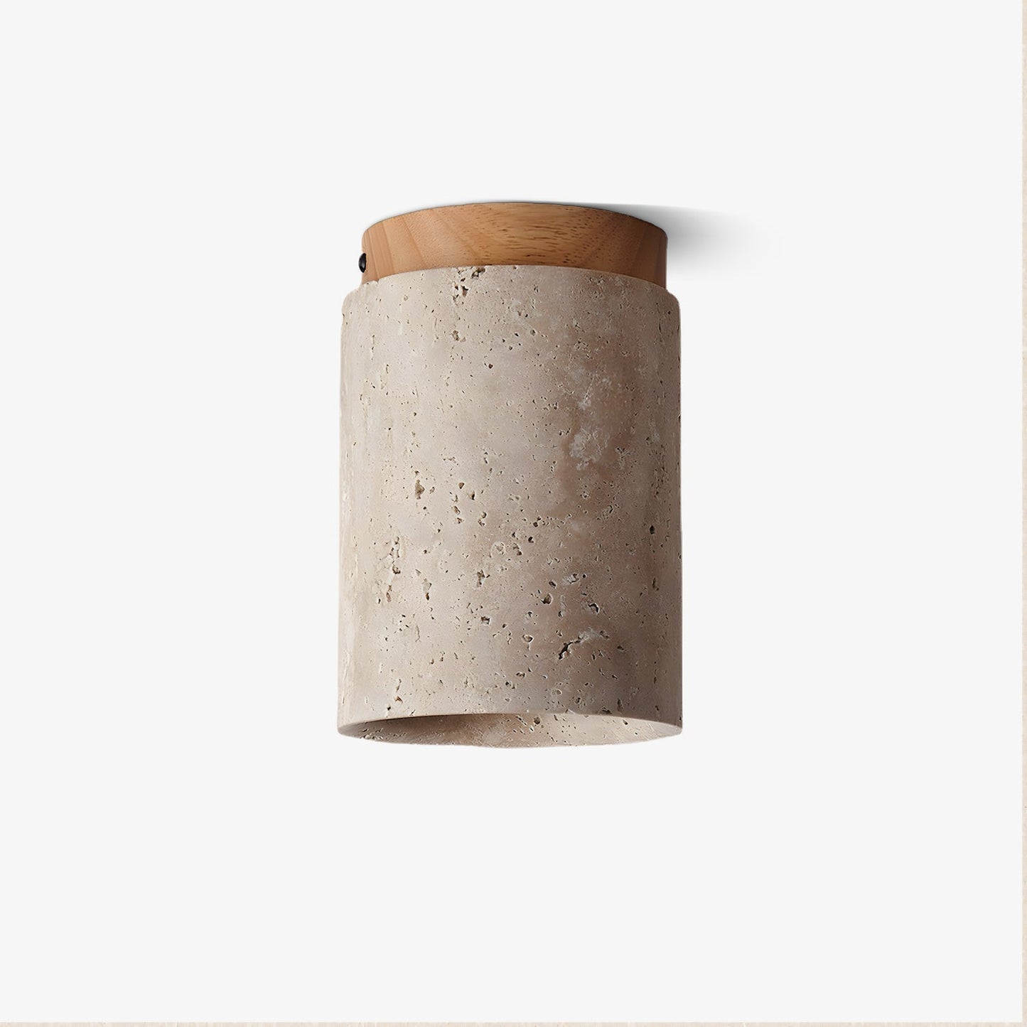 Terra Ceiling Light | Yellow Travertine Shade | Walnut Wood Base