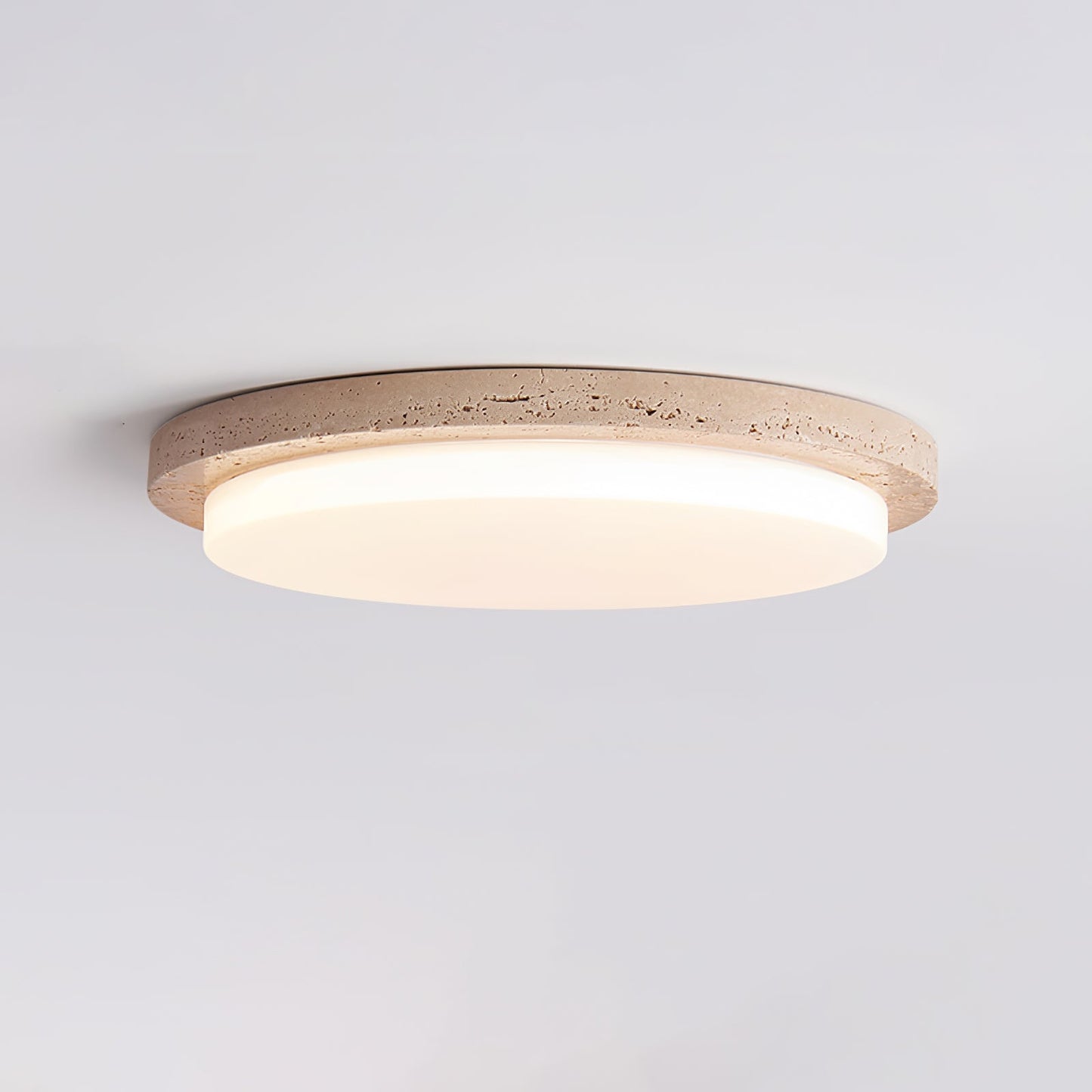 Terra Round Ceiling Light | Yellow Travertine & Acrylic | Multiple Sizes Available