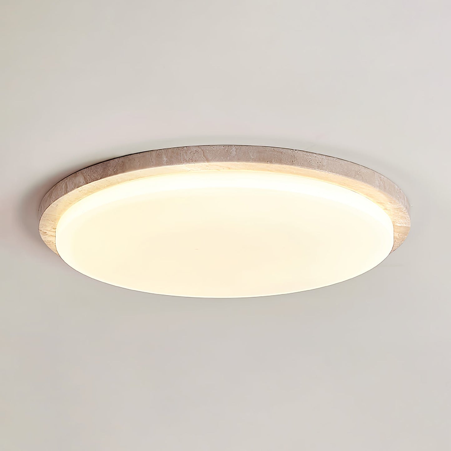 Terra Round Ceiling Light | Yellow Travertine & Acrylic | Multiple Sizes Available