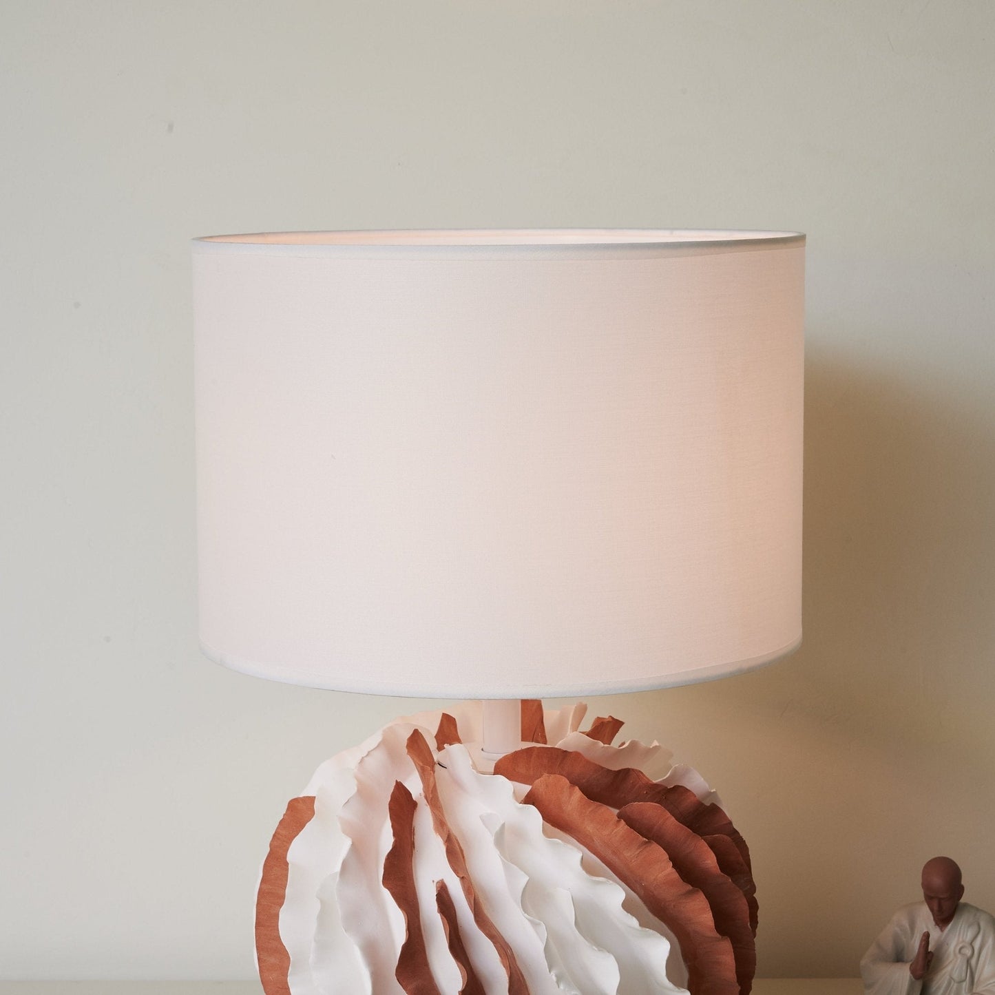 Table Lamp | Terracotta & White Ceramic | 33cm Diameter