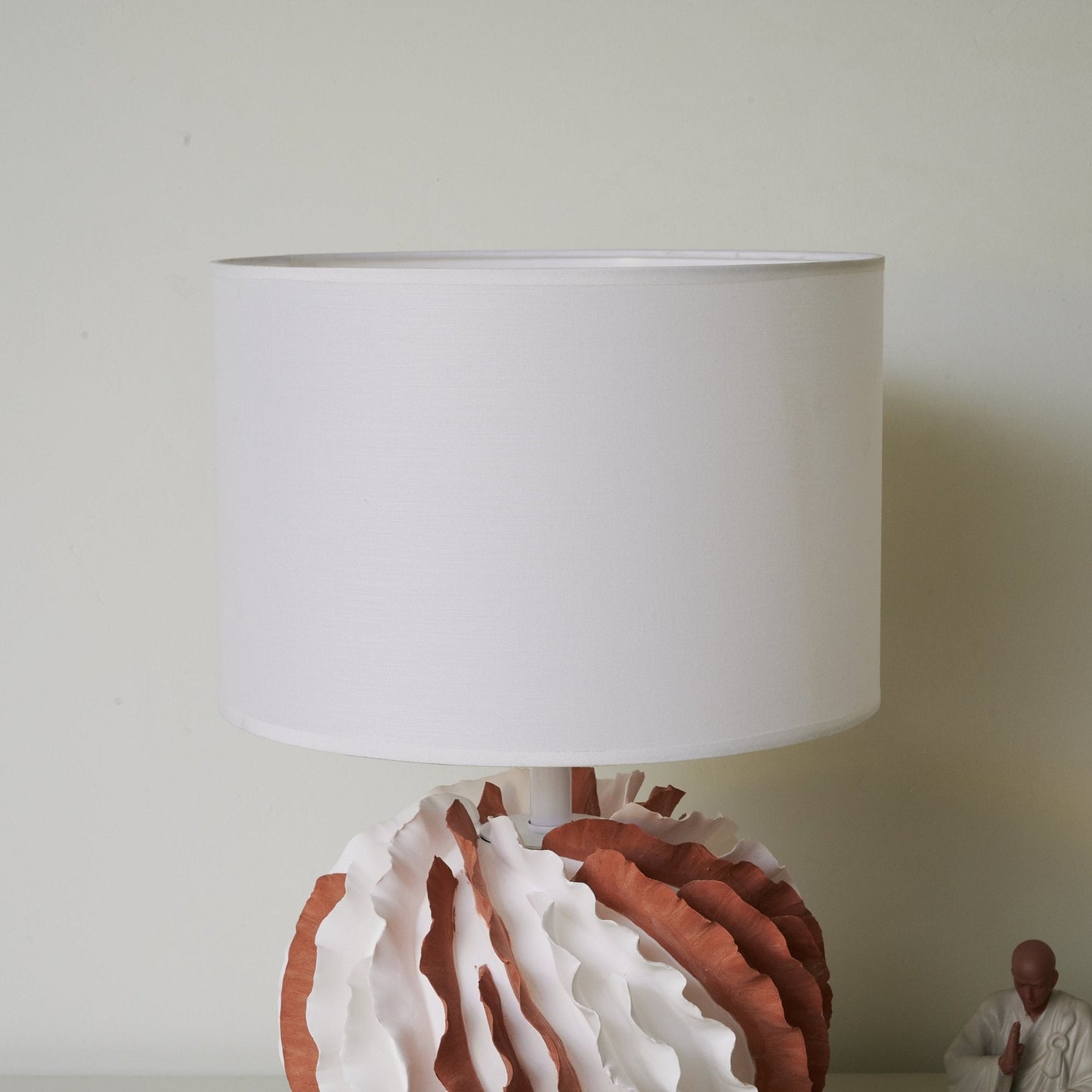 Table Lamp | Terracotta & White Ceramic | 33cm Diameter