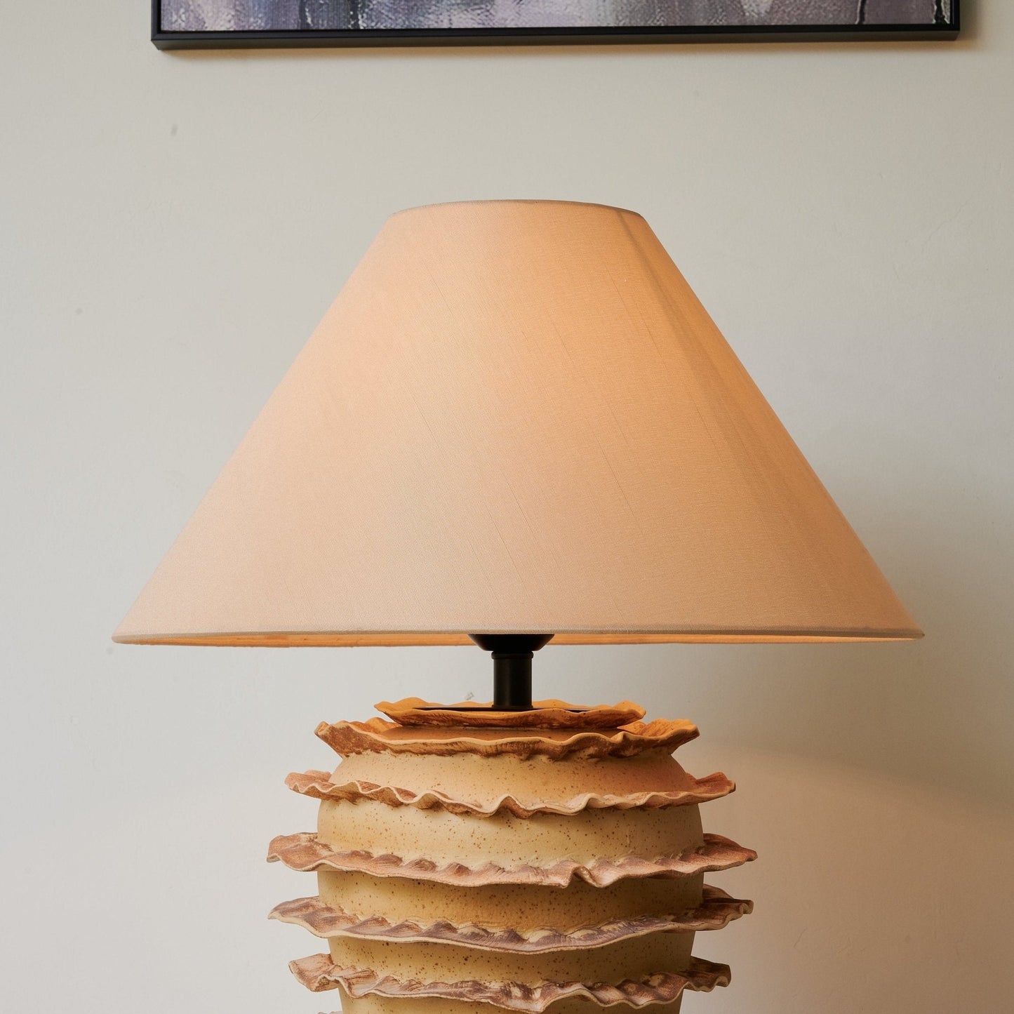 Ceramic Table Lamp | Sandy Glaze Sculptural Design | 40cm Diameter