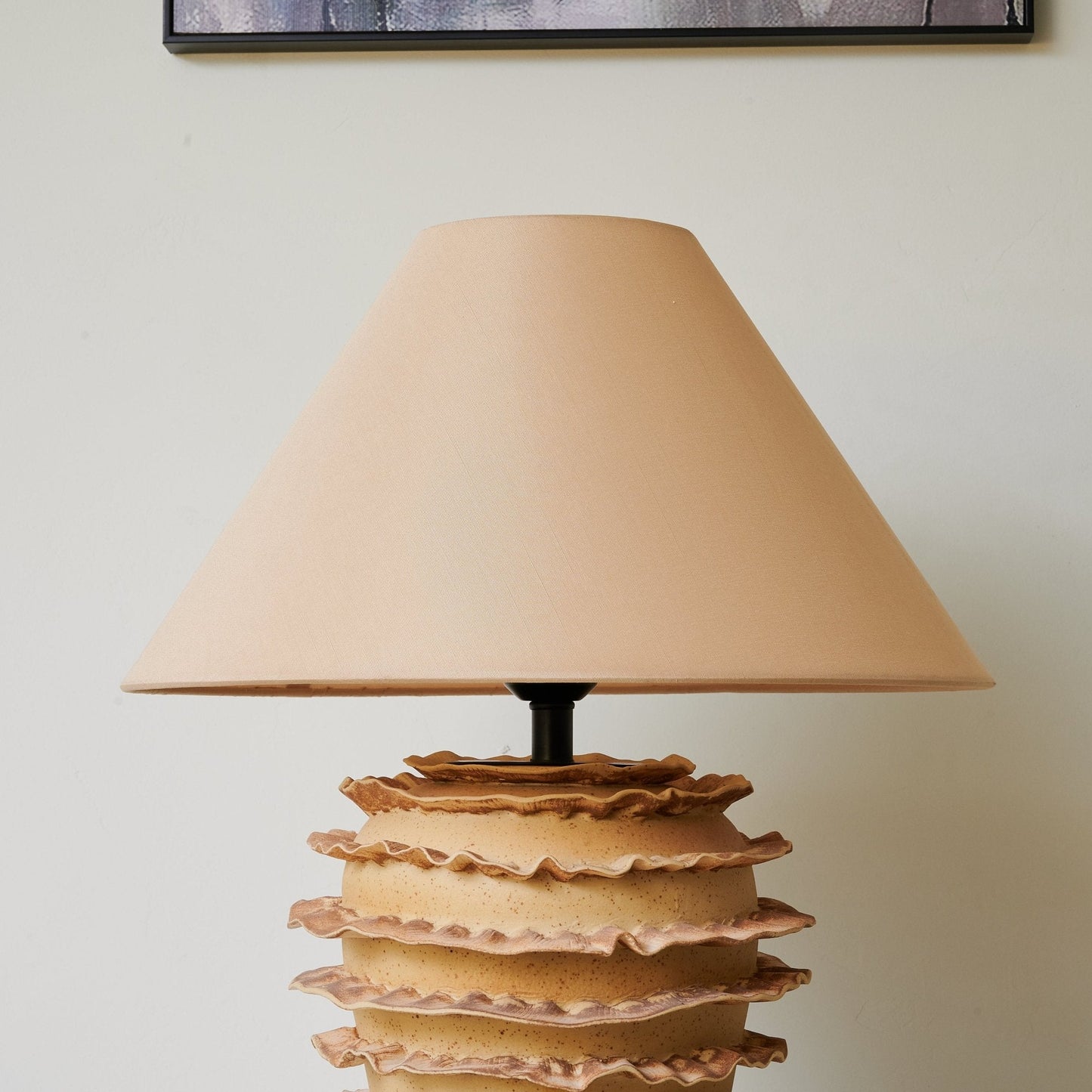 Ceramic Table Lamp | Sandy Glaze Sculptural Design | 40cm Diameter