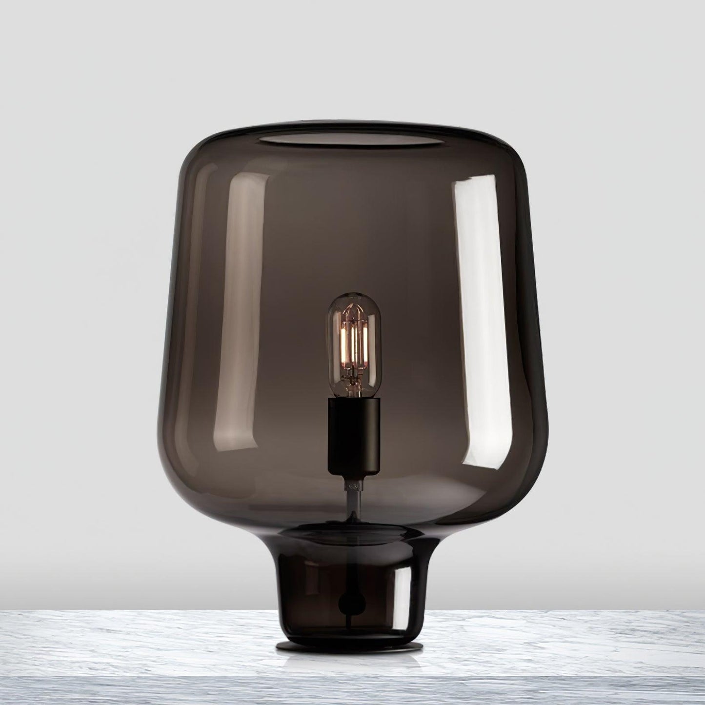 Teutonic Table Lamp | Smoke Gray Glass & Metal | 24cm Diameter