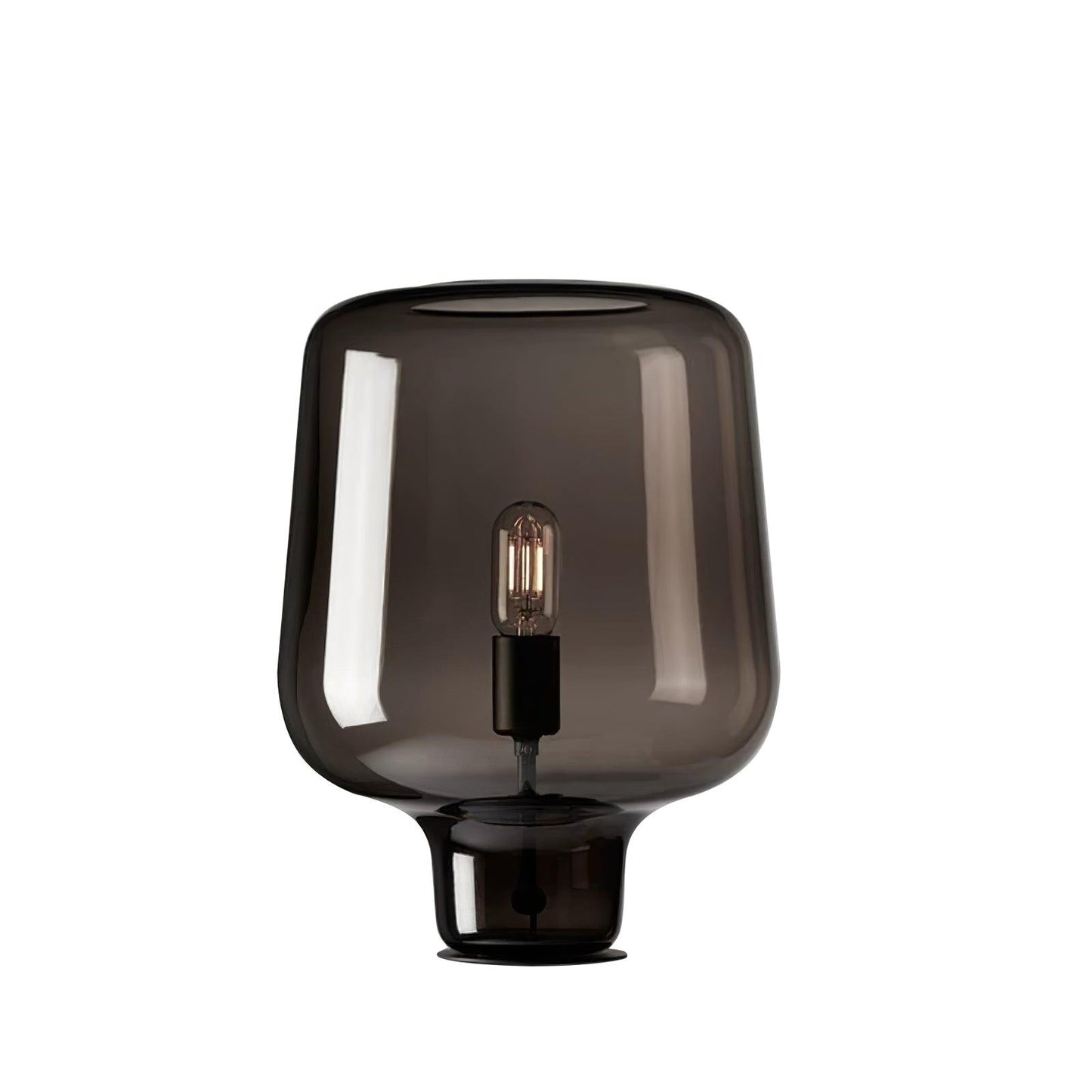 Teutonic Table Lamp | Smoke Gray Glass & Metal | 24cm Diameter