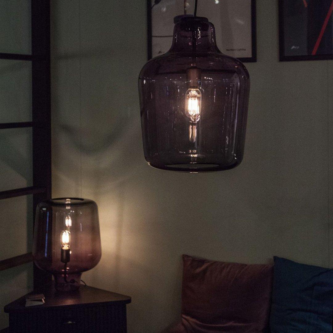 Teutonic Table Lamp | Smoke Gray Glass & Metal | 24cm Diameter