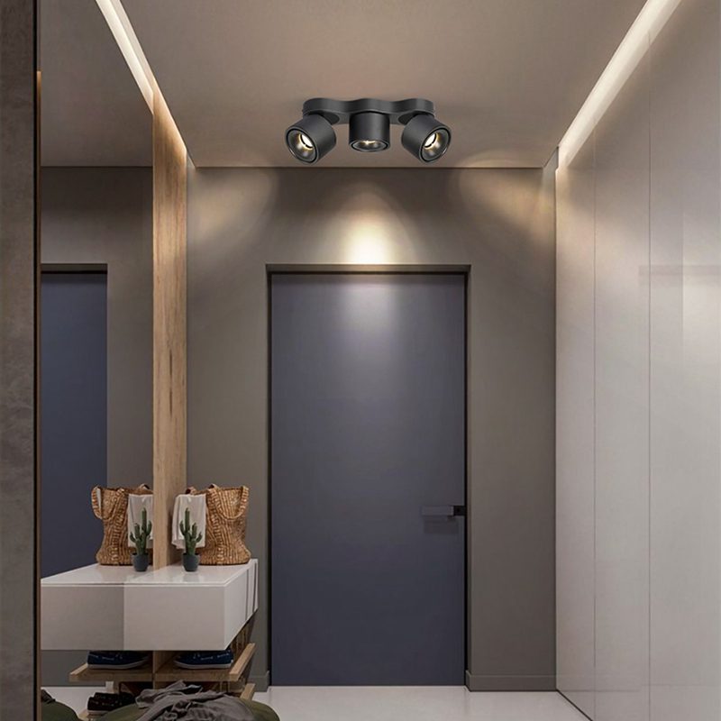 Rotating Ceiling Lamp | Aluminum | 3-Head | Black & White