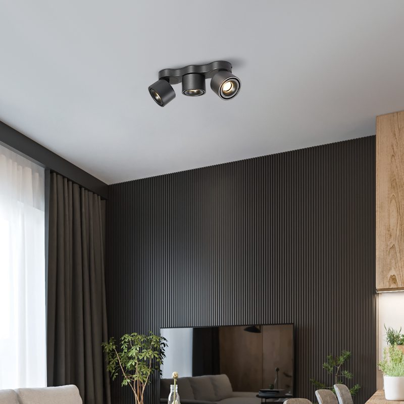 Rotating Ceiling Lamp | Aluminum | 3-Head | Black & White