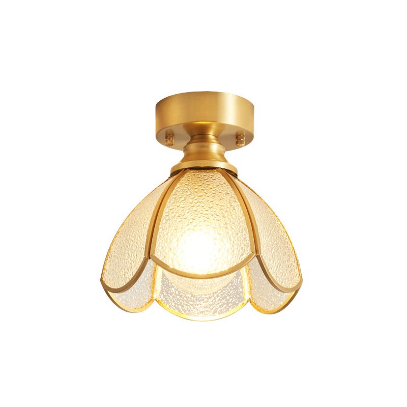 Tiffany Floral Ceiling Lamp | Handcrafted Brass & Glass | 20cm Diameter