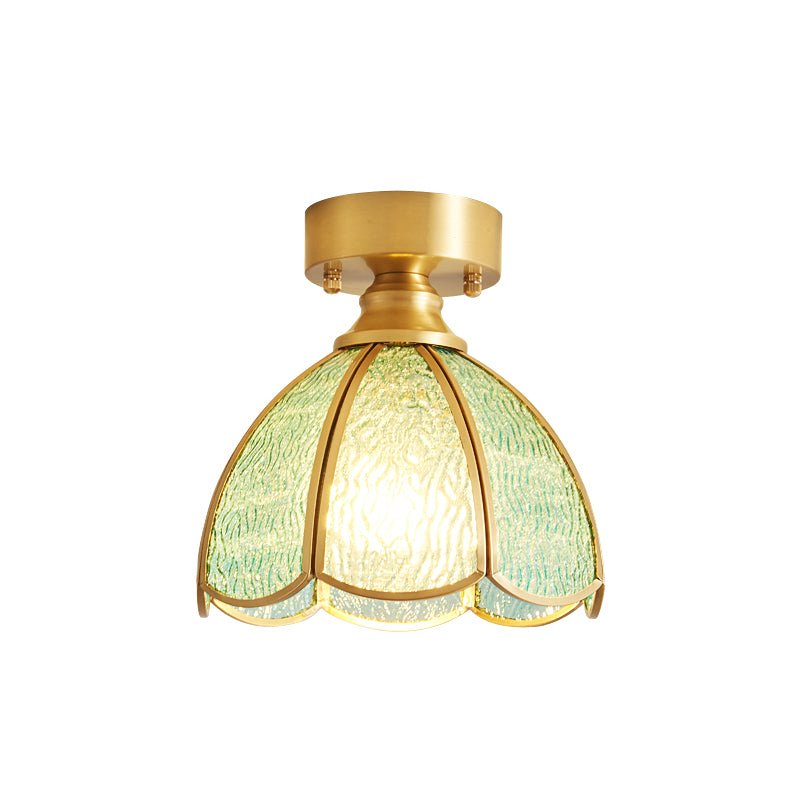 Tiffany Floral Ceiling Lamp | Handcrafted Brass & Glass | 20cm Diameter