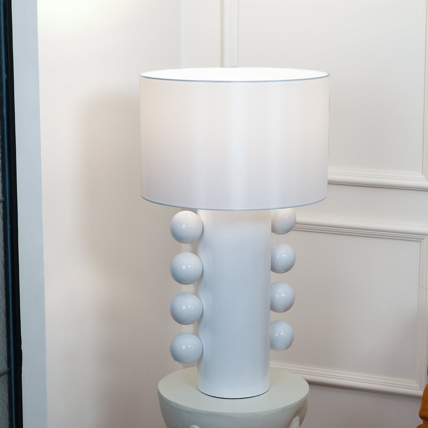 Tiglia Table Lamp | Modern Fabric & Metal | Black or White Finish