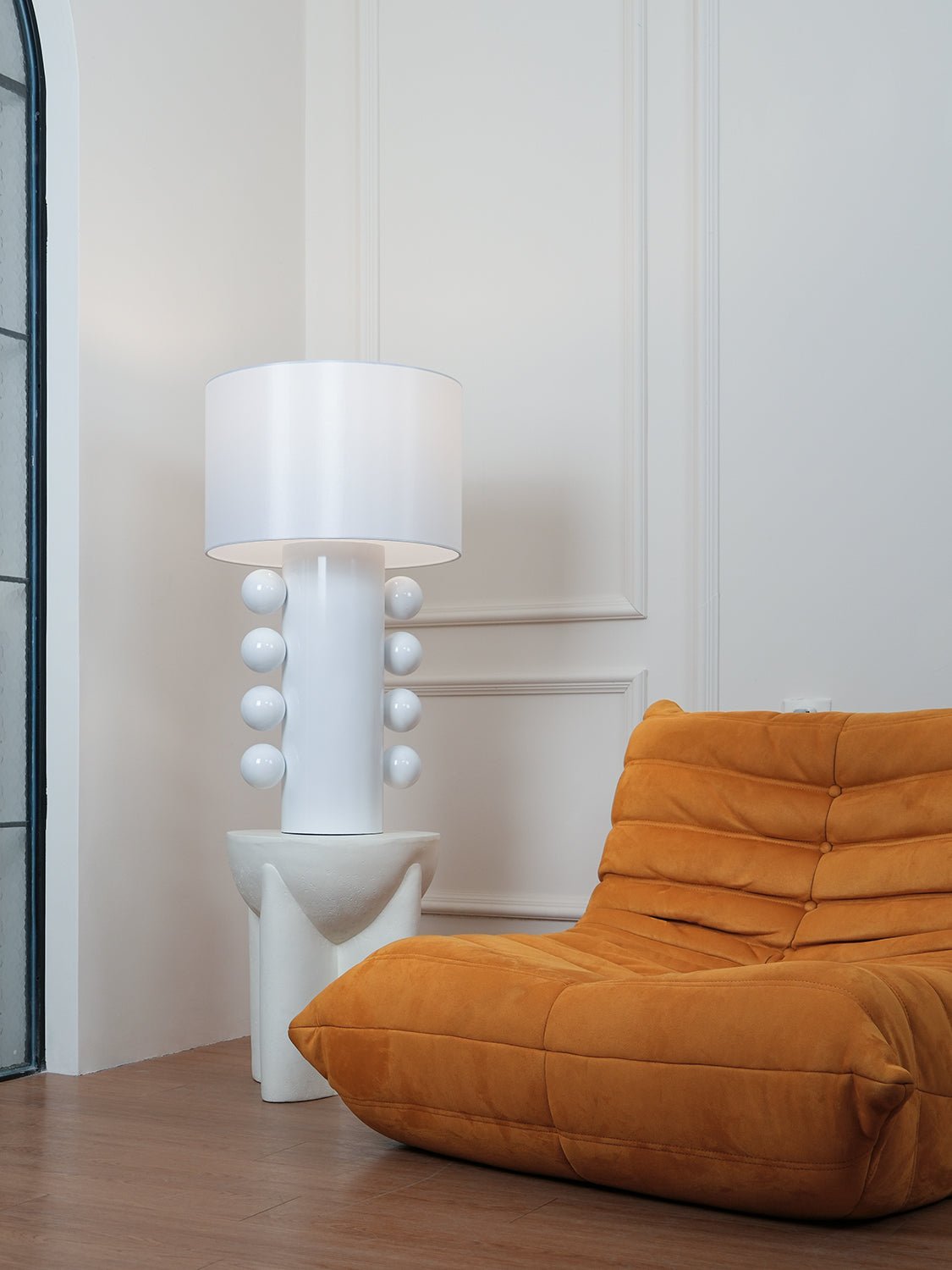 Tiglia Table Lamp | Modern Fabric & Metal | Black or White Finish