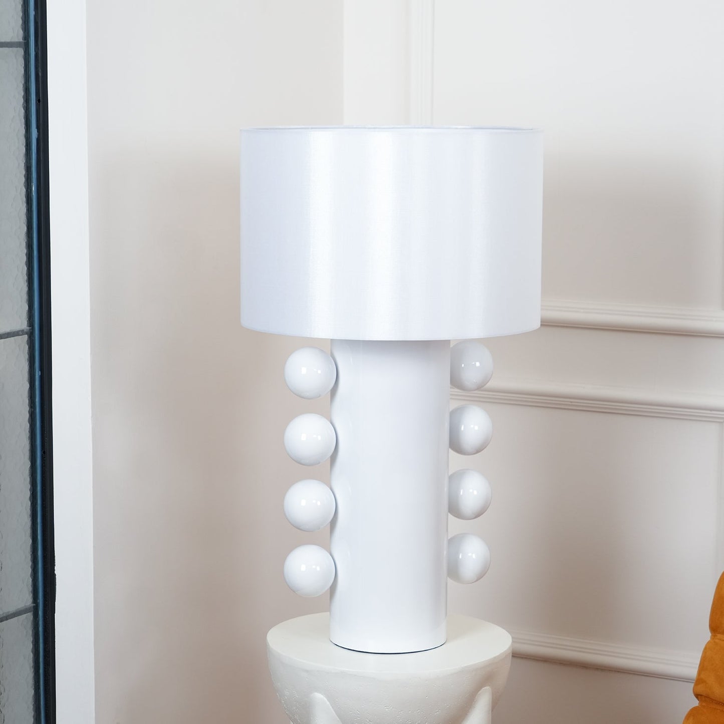 Tiglia Table Lamp | Modern Fabric & Metal | Black or White Finish