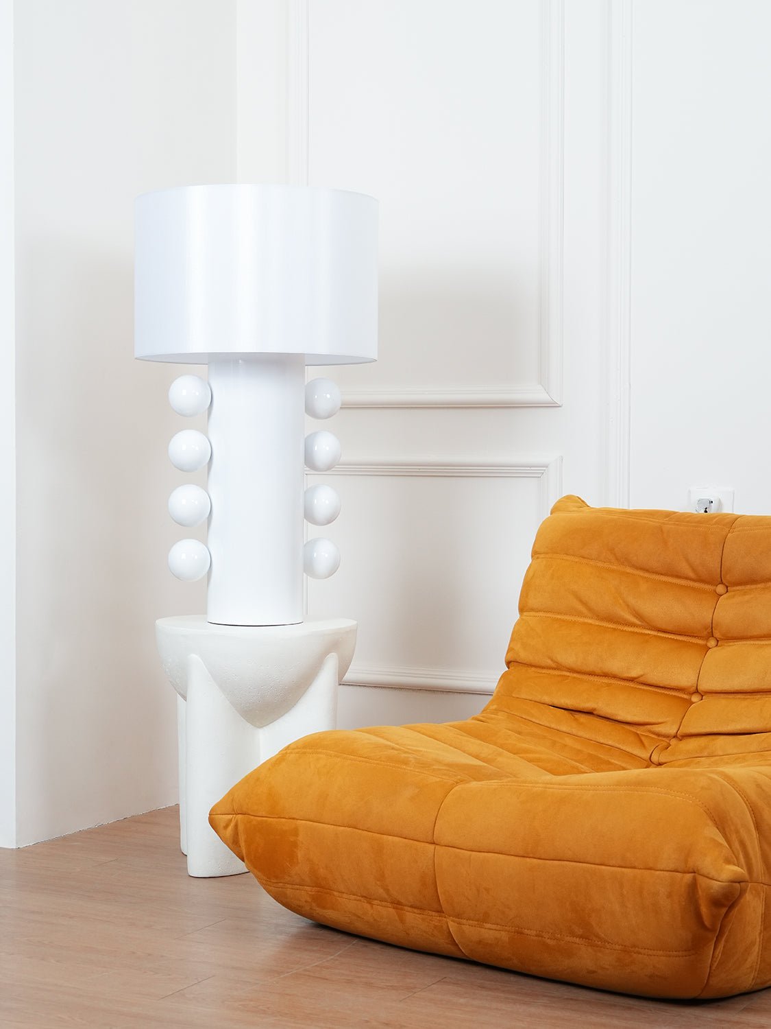Tiglia Table Lamp | Modern Fabric & Metal | Black or White Finish