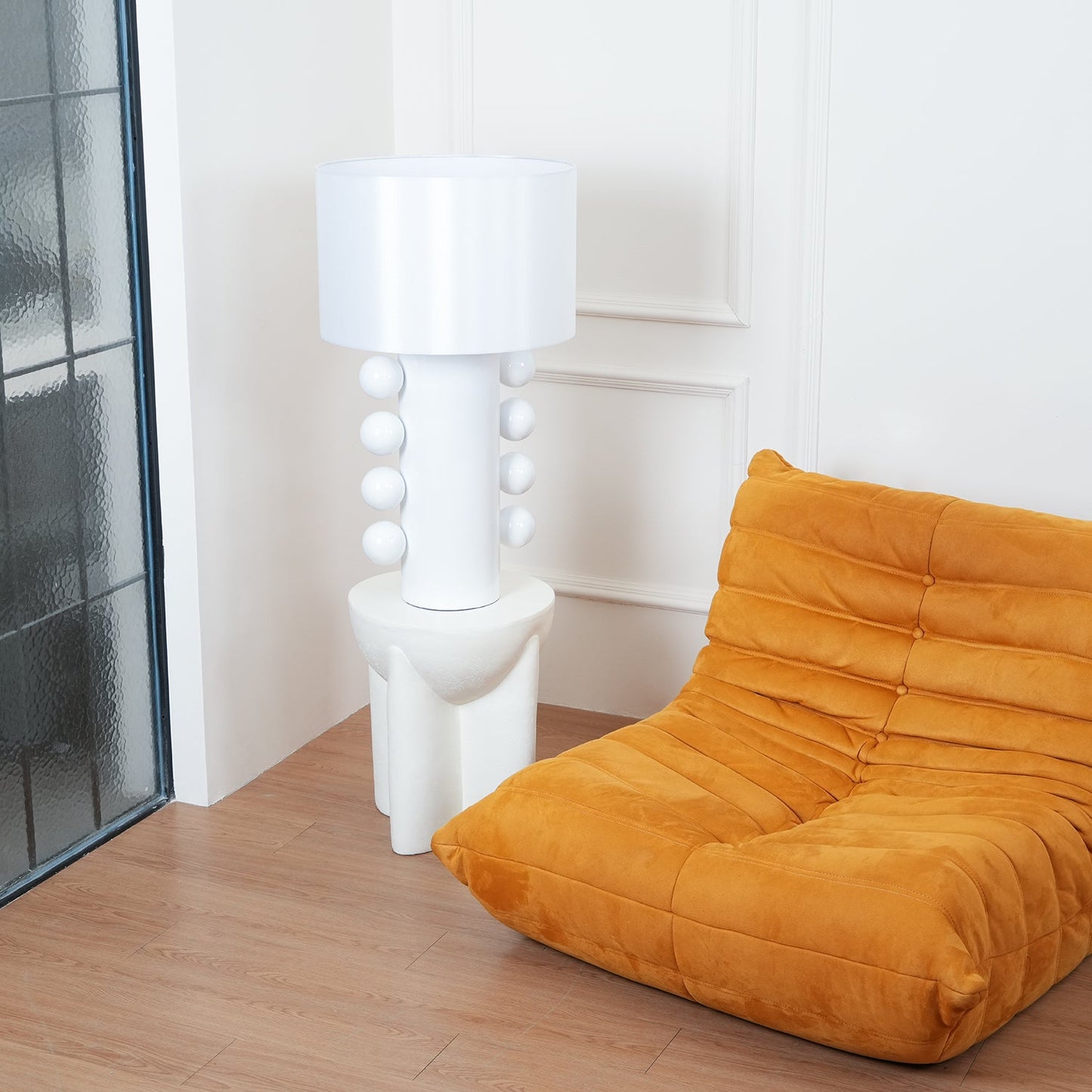 Tiglia Table Lamp | Modern Fabric & Metal | Black or White Finish