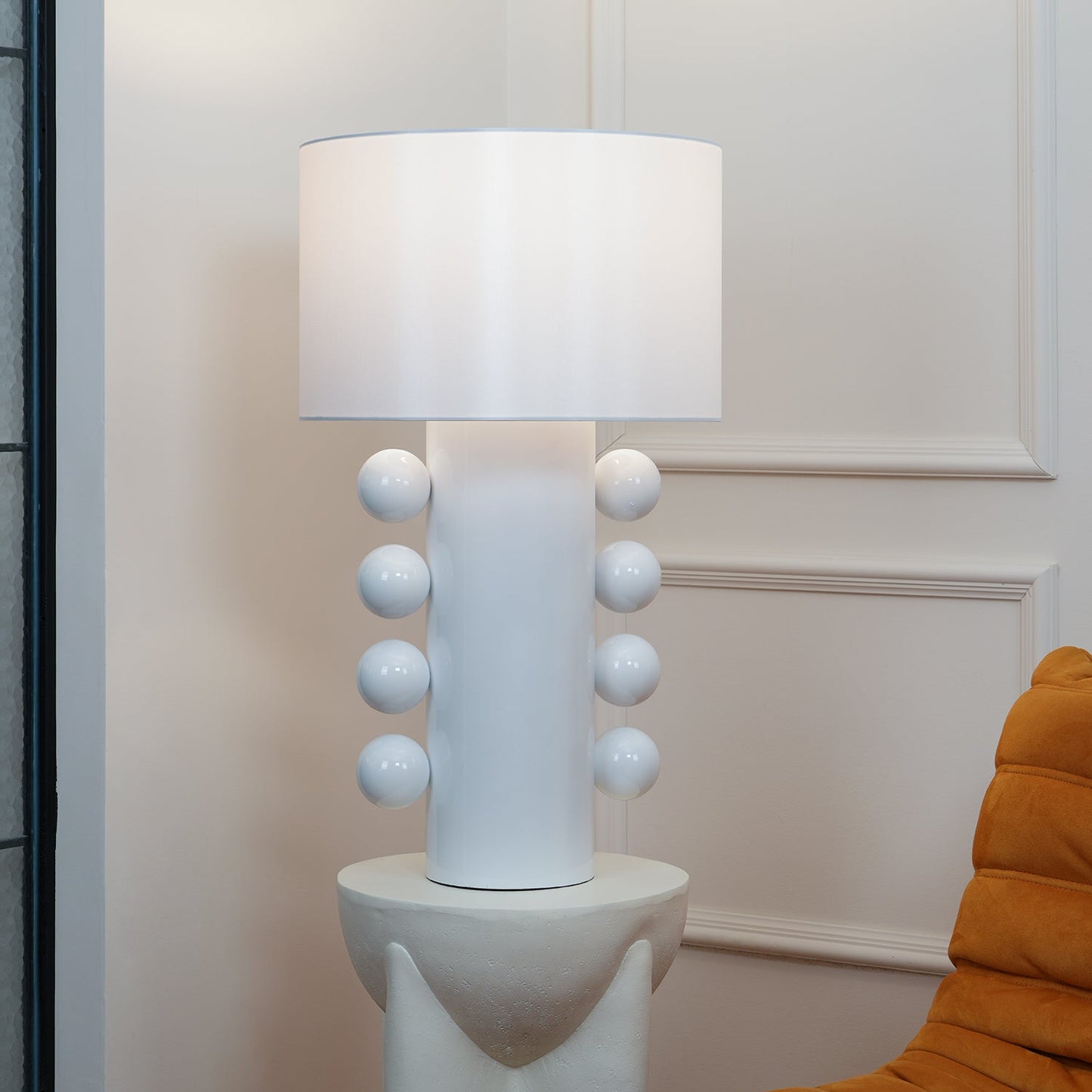 Tiglia Table Lamp | Modern Fabric & Metal | Black or White Finish