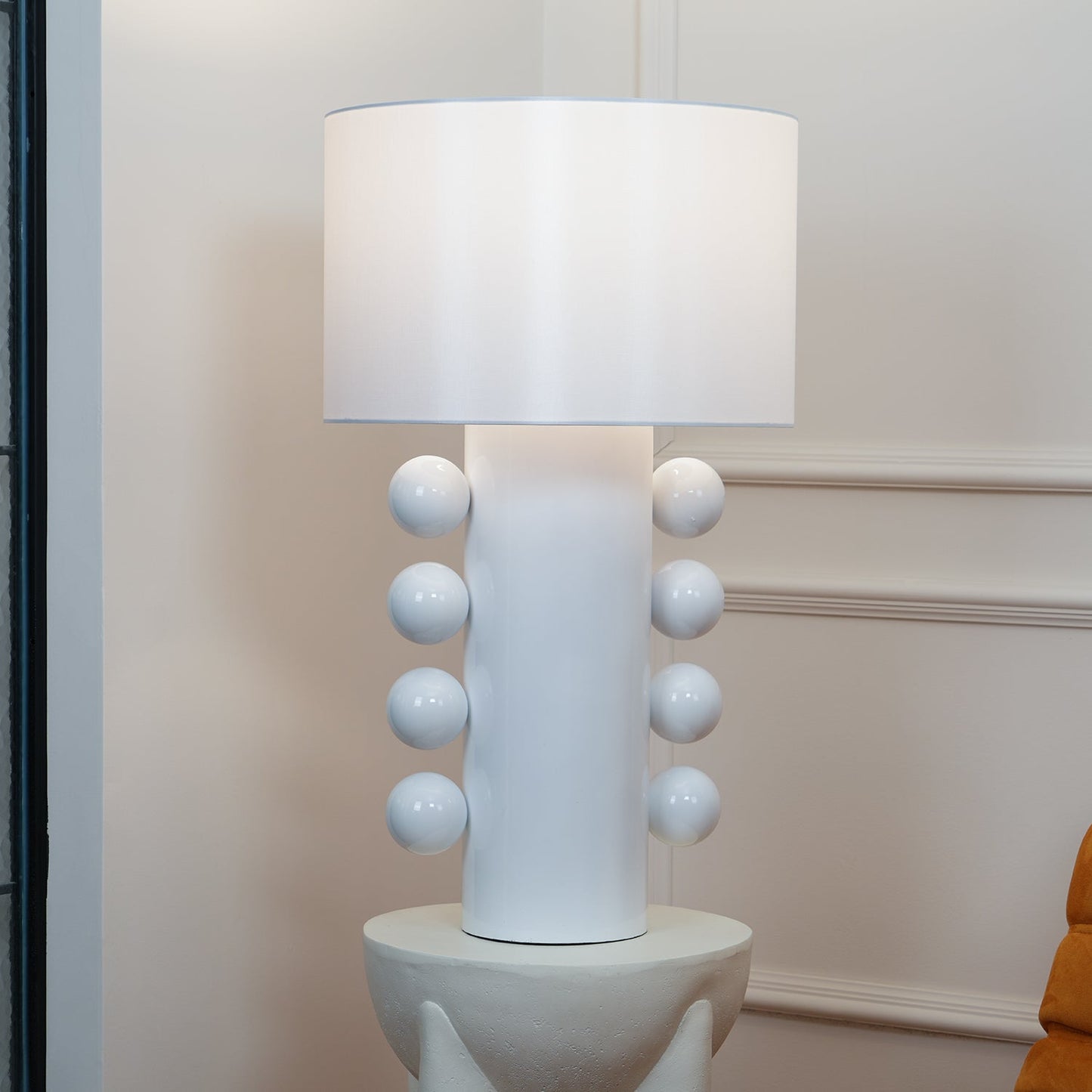Tiglia Table Lamp | Modern Fabric & Metal | Black or White Finish