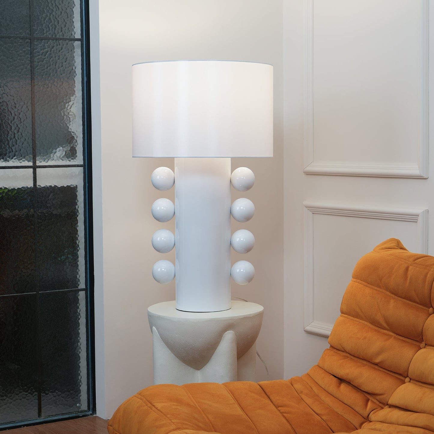 Tiglia Table Lamp | Modern Fabric & Metal | Black or White Finish