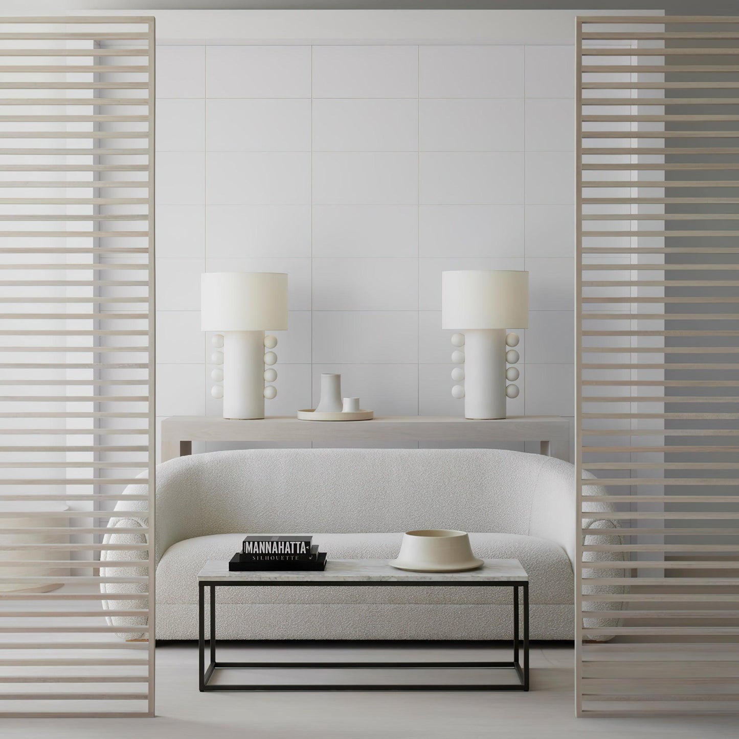 Tiglia Table Lamp | Modern Fabric & Metal | Black or White Finish