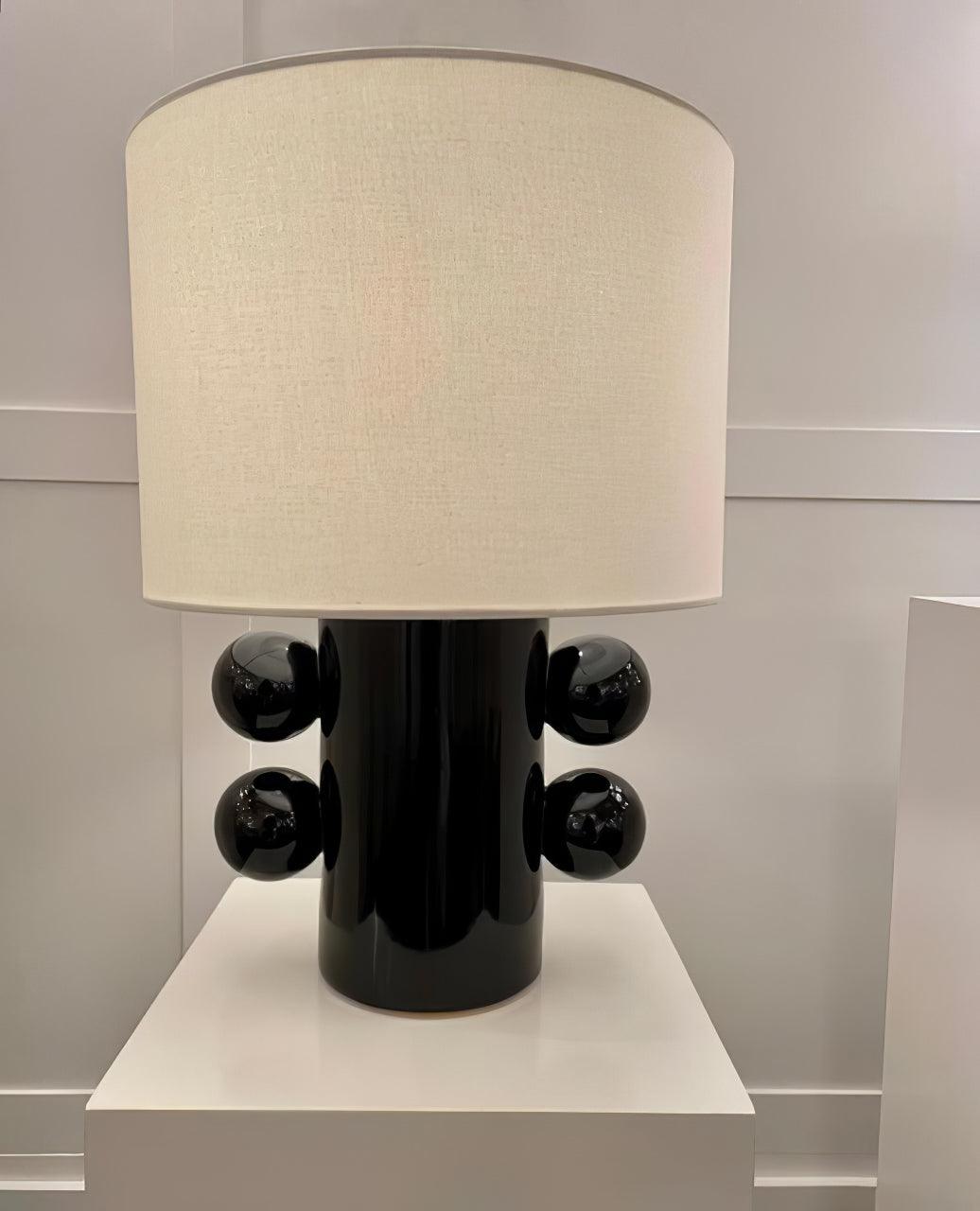 Tiglia Table Lamp | Modern Fabric & Metal | Black or White Finish