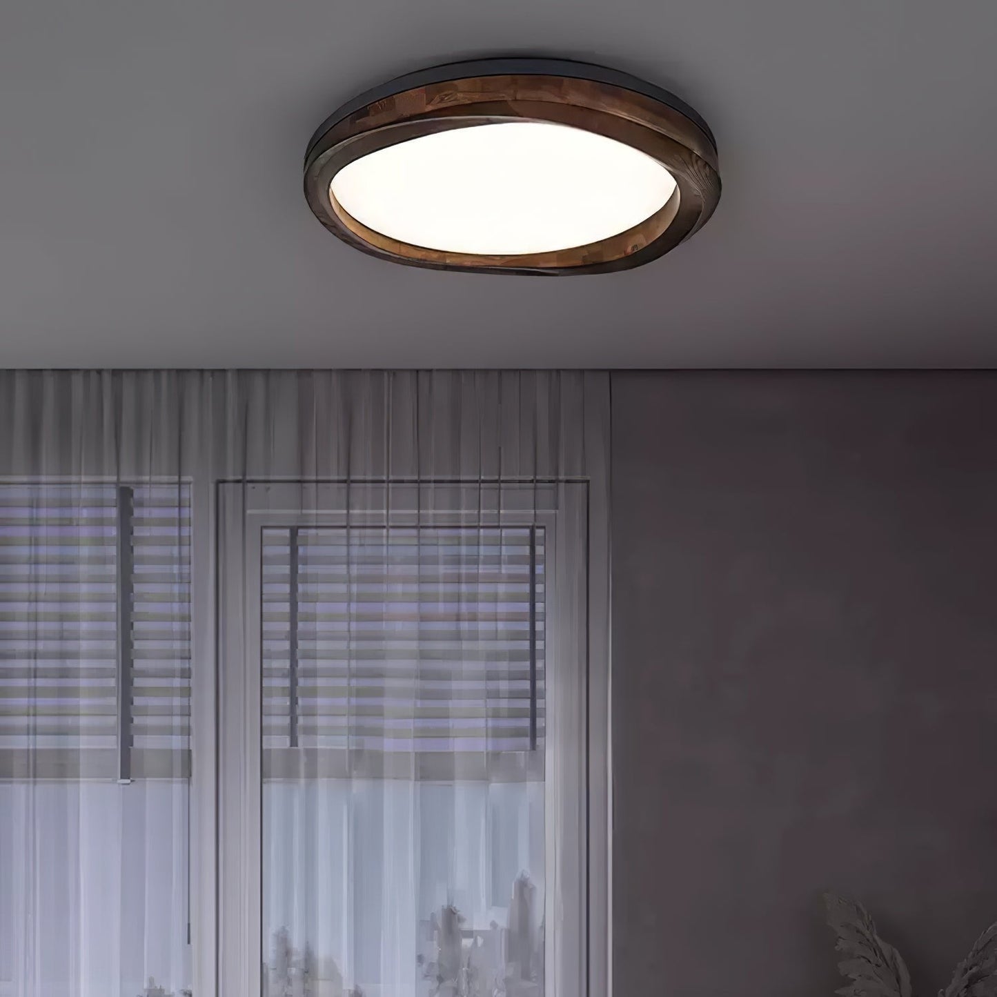 Round Wood Ceiling Lamp | Natural Wood & Metal | 3 Sizes
