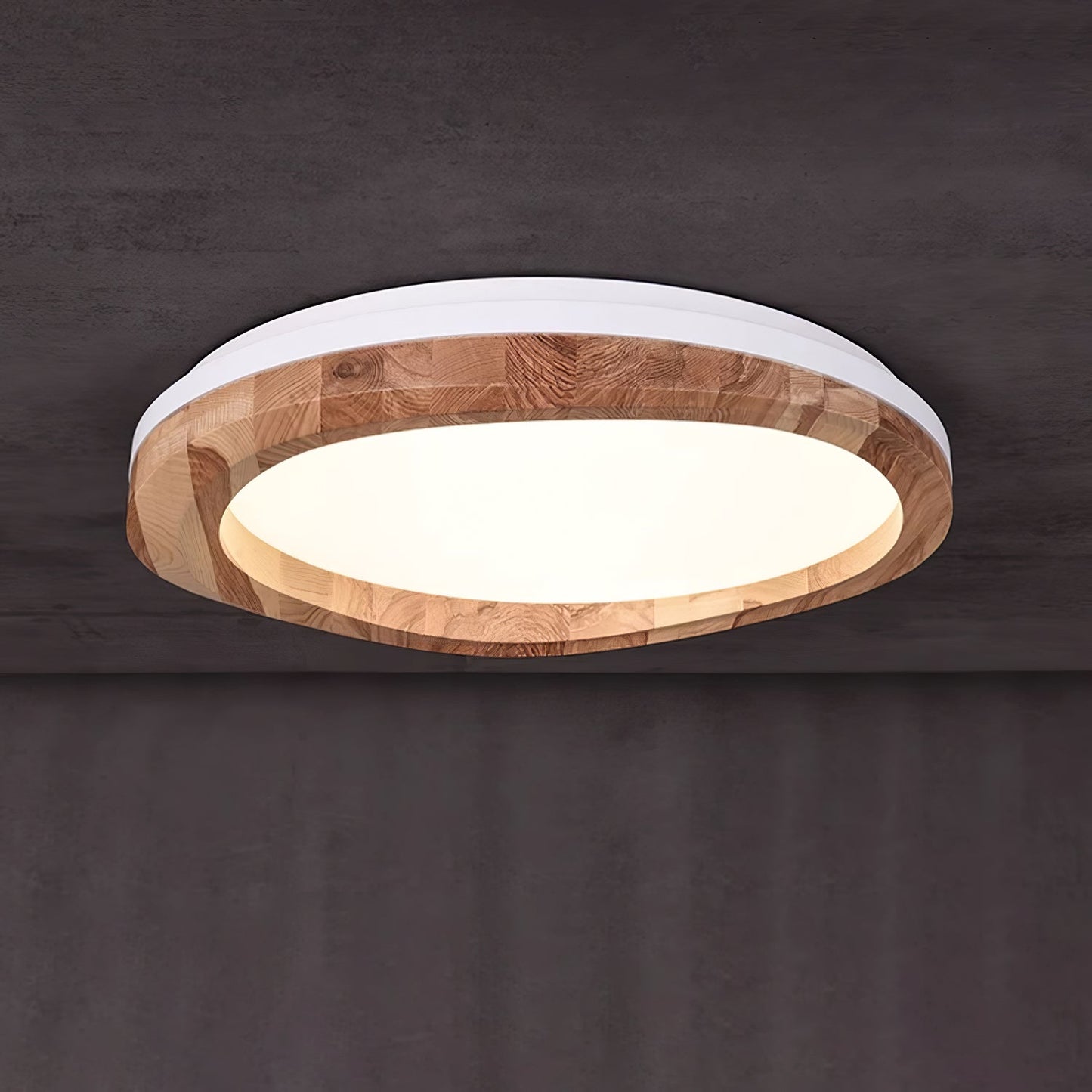 Round Wood Ceiling Lamp | Natural Wood & Metal | 3 Sizes