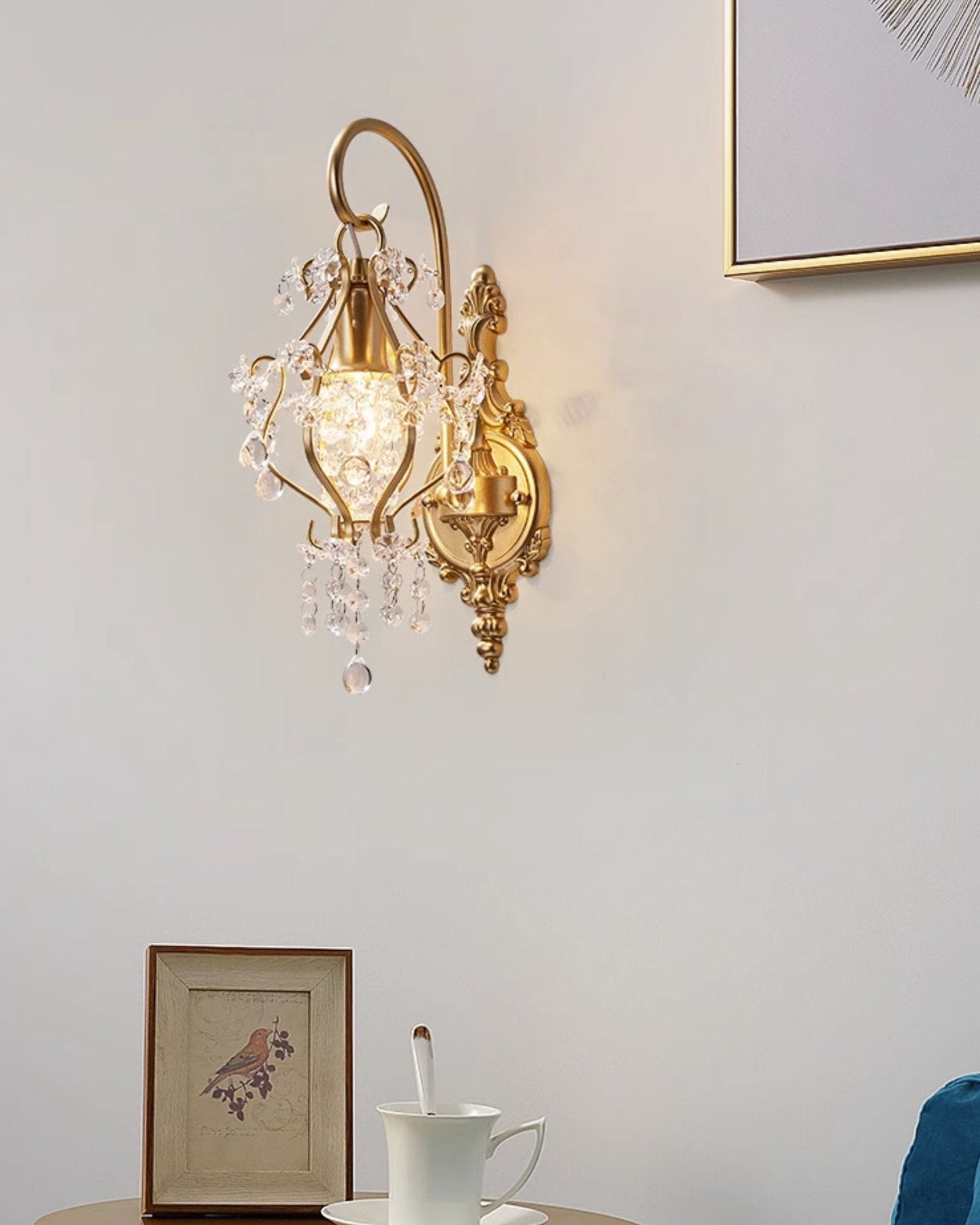 Crystal Wall Lamp | Gold Iron & Clear Shade | Modern Design