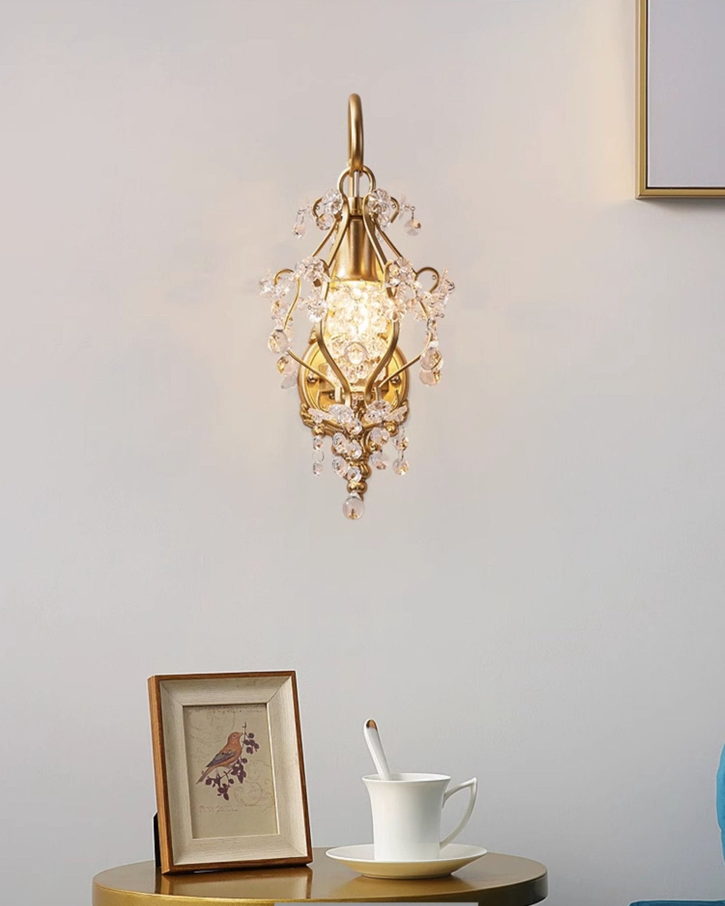 Crystal Wall Lamp | Gold Iron & Clear Shade | Modern Design