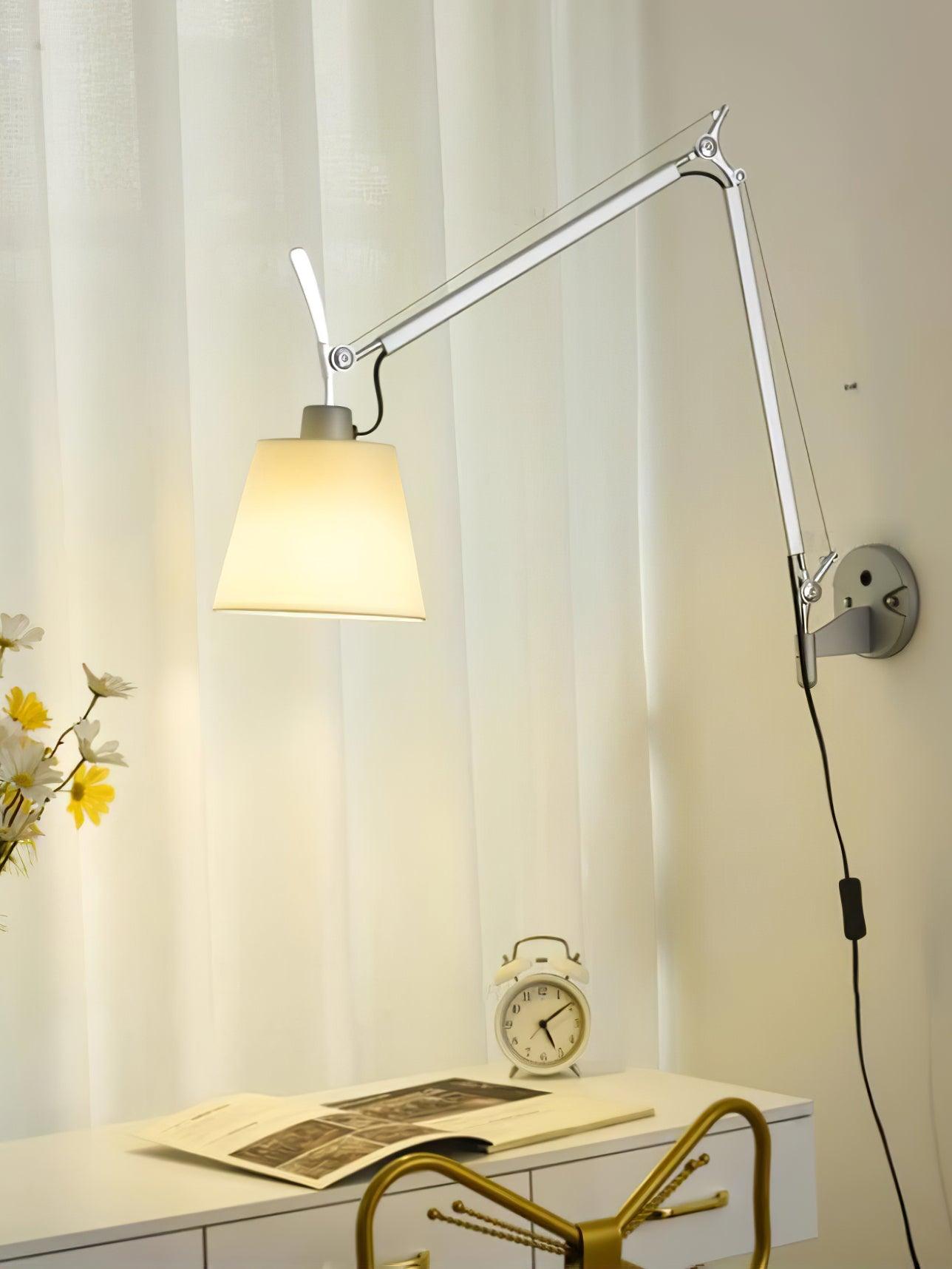 Rocker Modern Wall Lamp | Adjustable Metal Arms | Fog Silver & White Finish