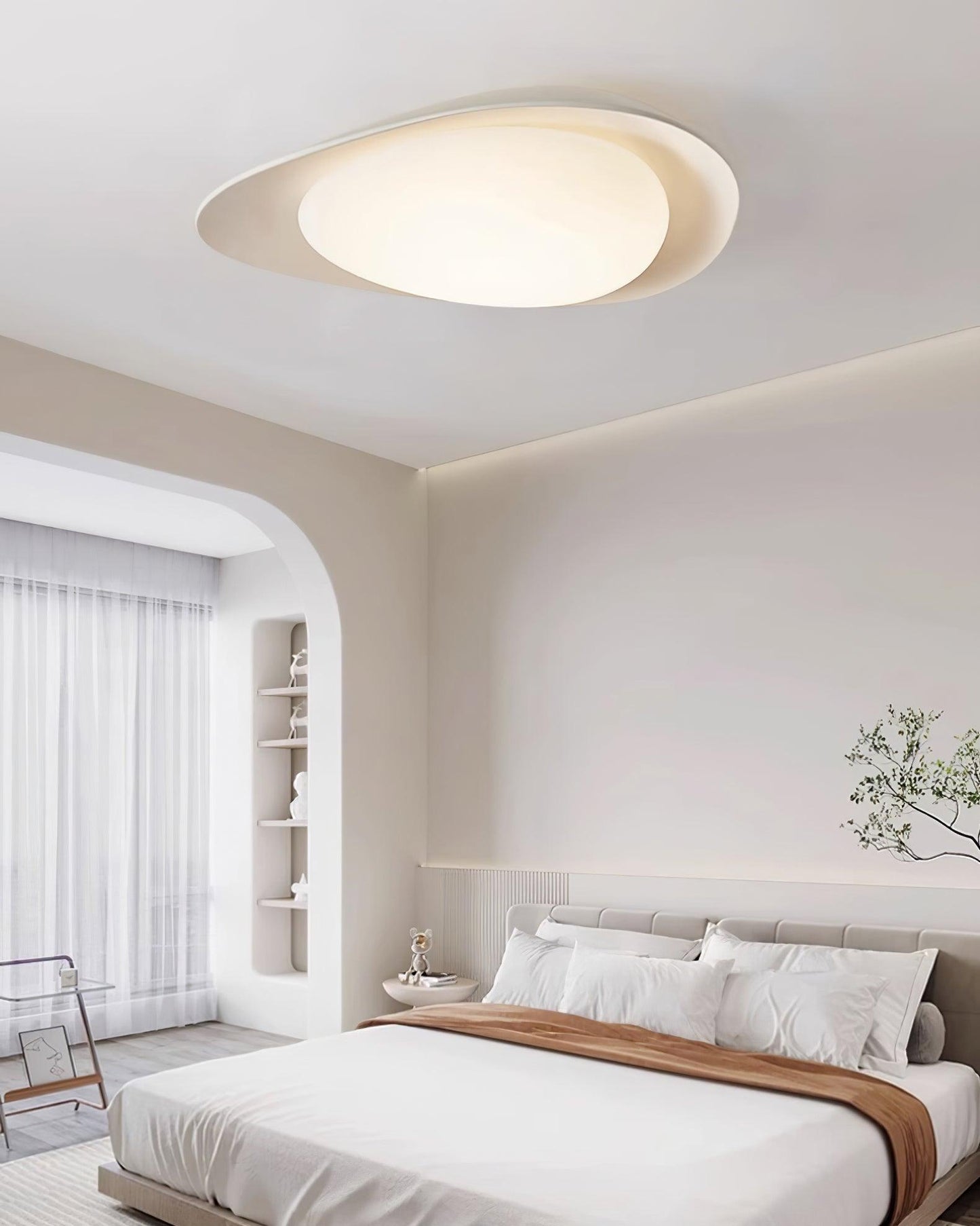 Tonia Ceiling Lamp | Resin Body with Integrated LED | Green or Beige, 36cm/46cm