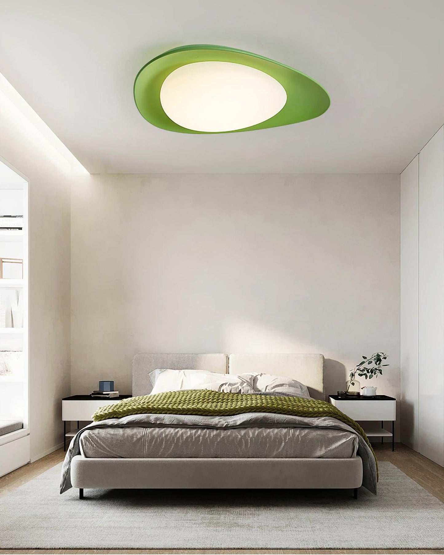 Tonia Ceiling Lamp | Resin Body with Integrated LED | Green or Beige, 36cm/46cm