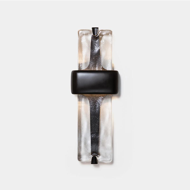 Wall Lamp | Black Metal & Handcrafted Glass | Integrated LED