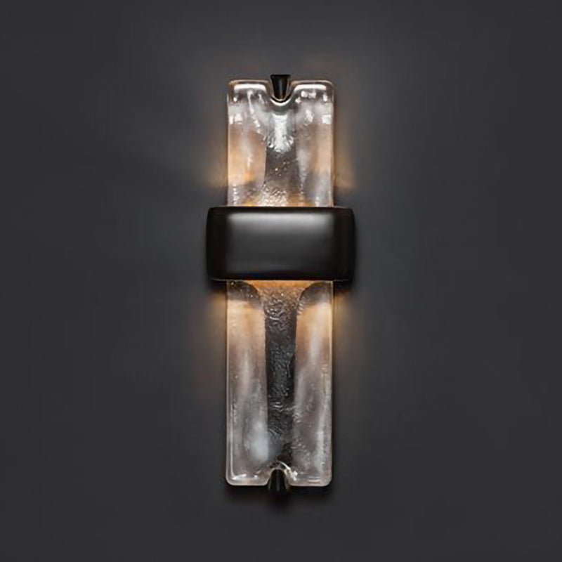 Wall Lamp | Black Metal & Handcrafted Glass | Integrated LED