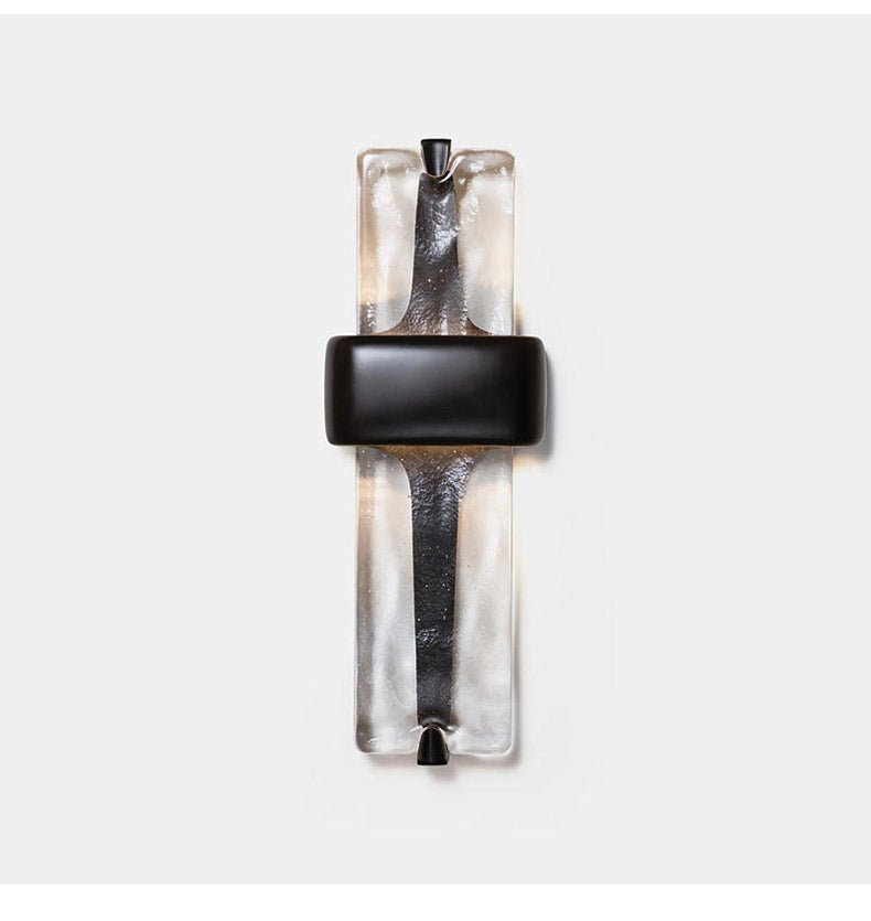 Wall Lamp | Black Metal & Handcrafted Glass | Integrated LED