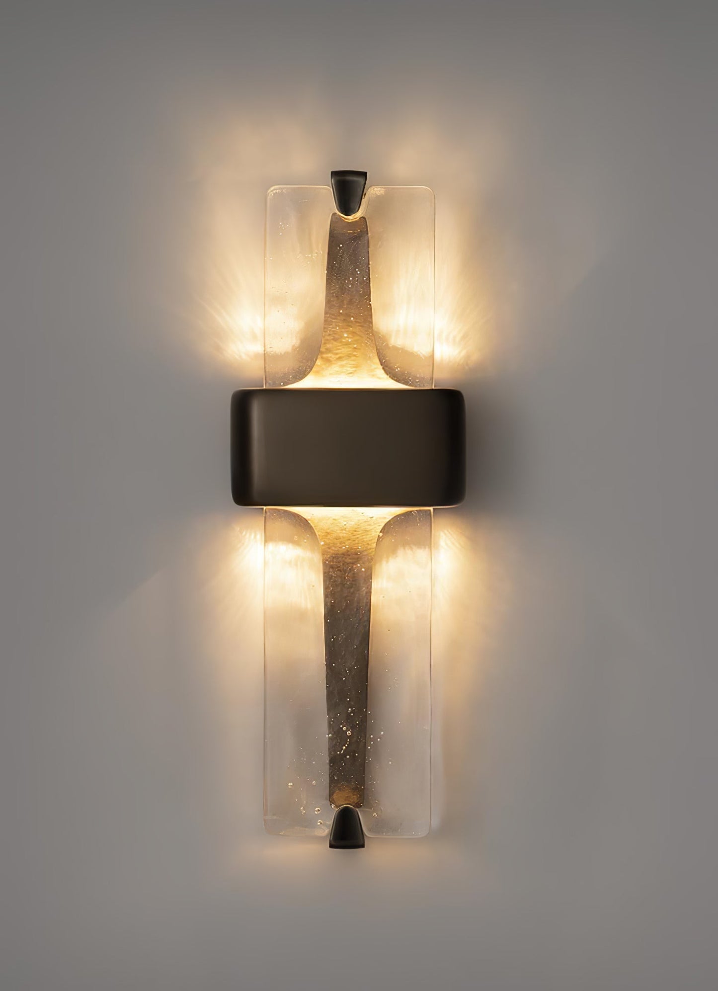 Wall Lamp | Black Metal & Handcrafted Glass | Integrated LED